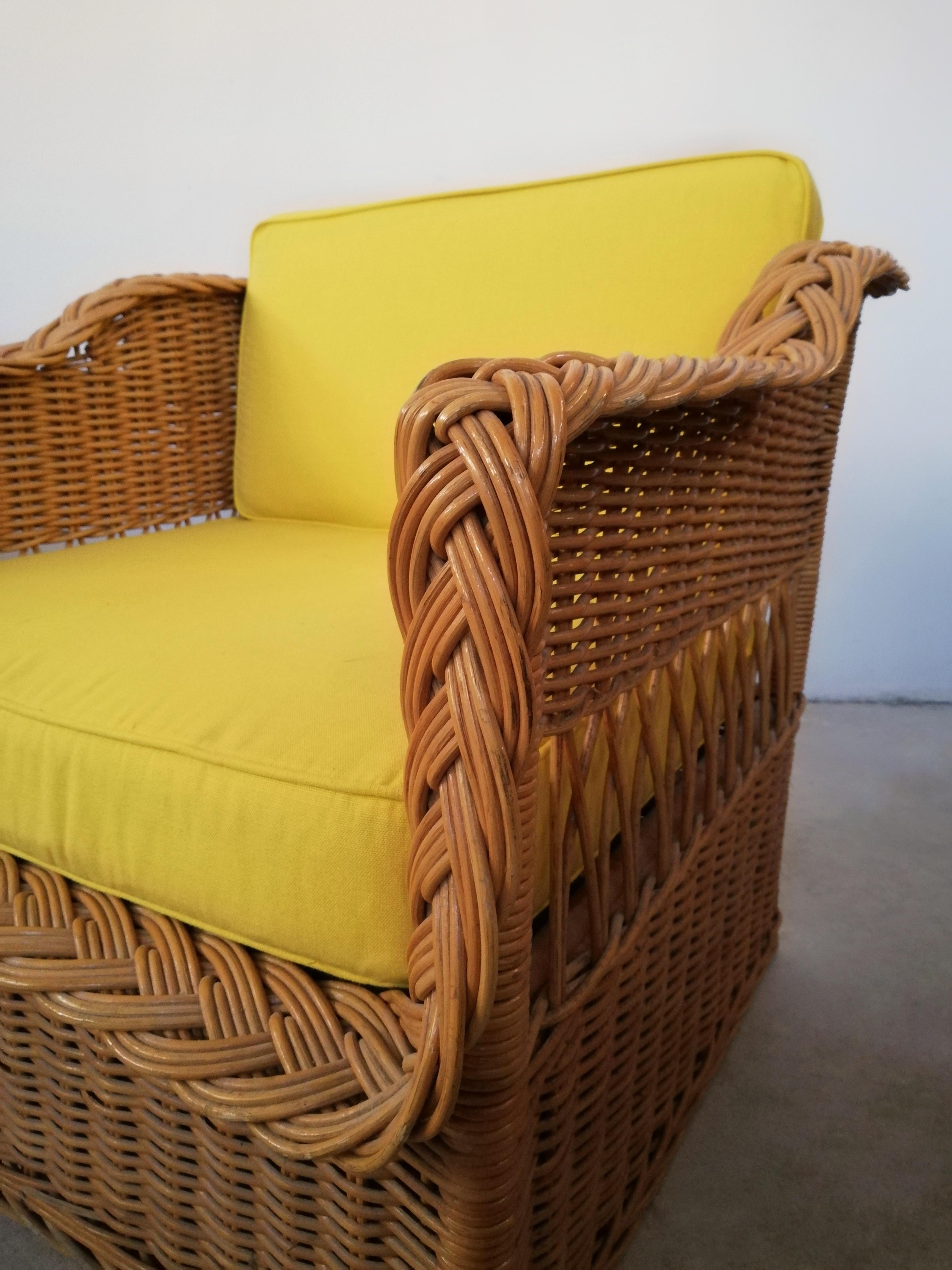 Pair of Wicker Armchairs in the Style of Rodi Serie by Vivai del Sud, 1970s For Sale 6