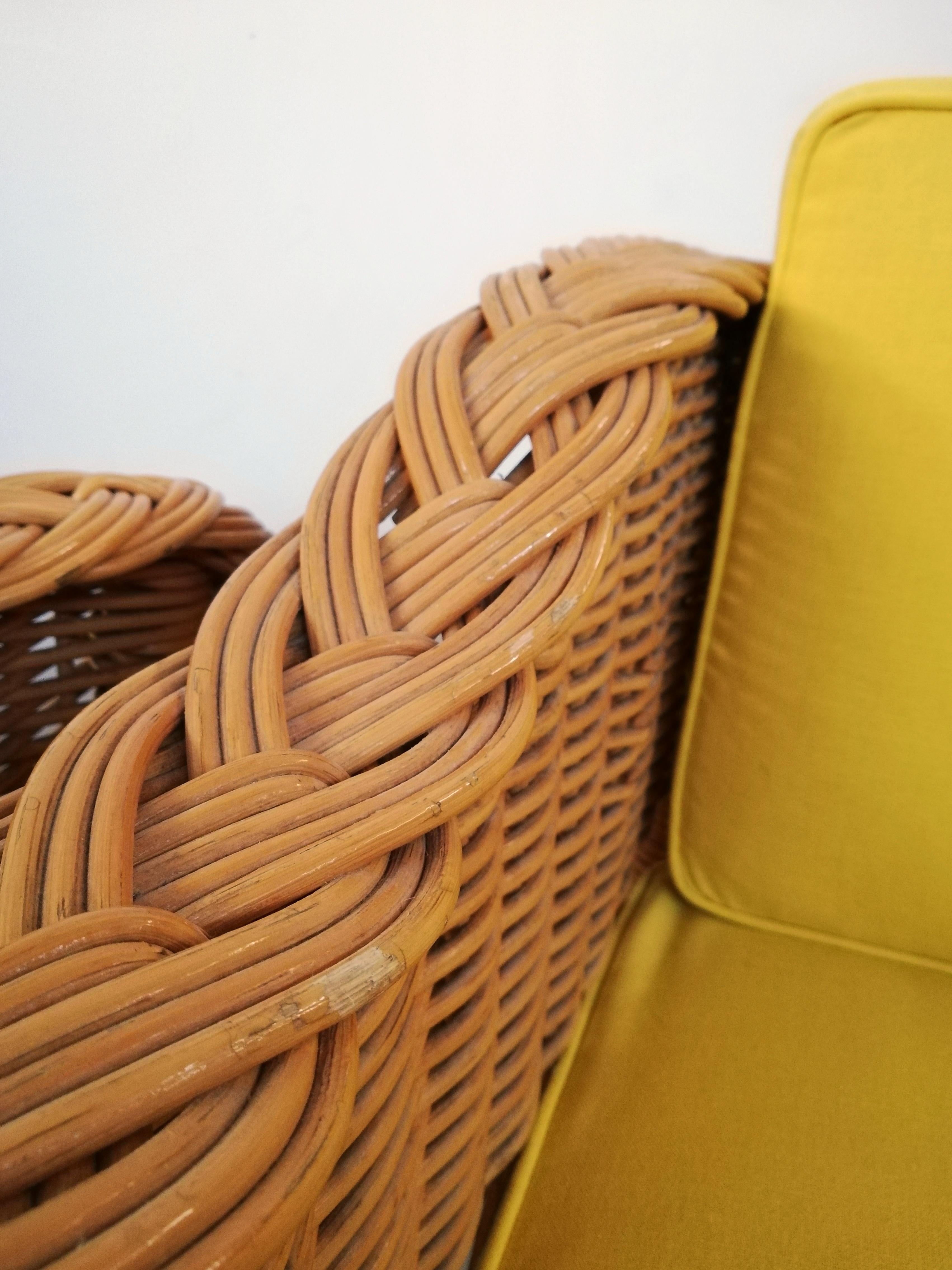 Pair of Wicker Armchairs in the Style of Rodi Serie by Vivai del Sud, 1970s For Sale 7