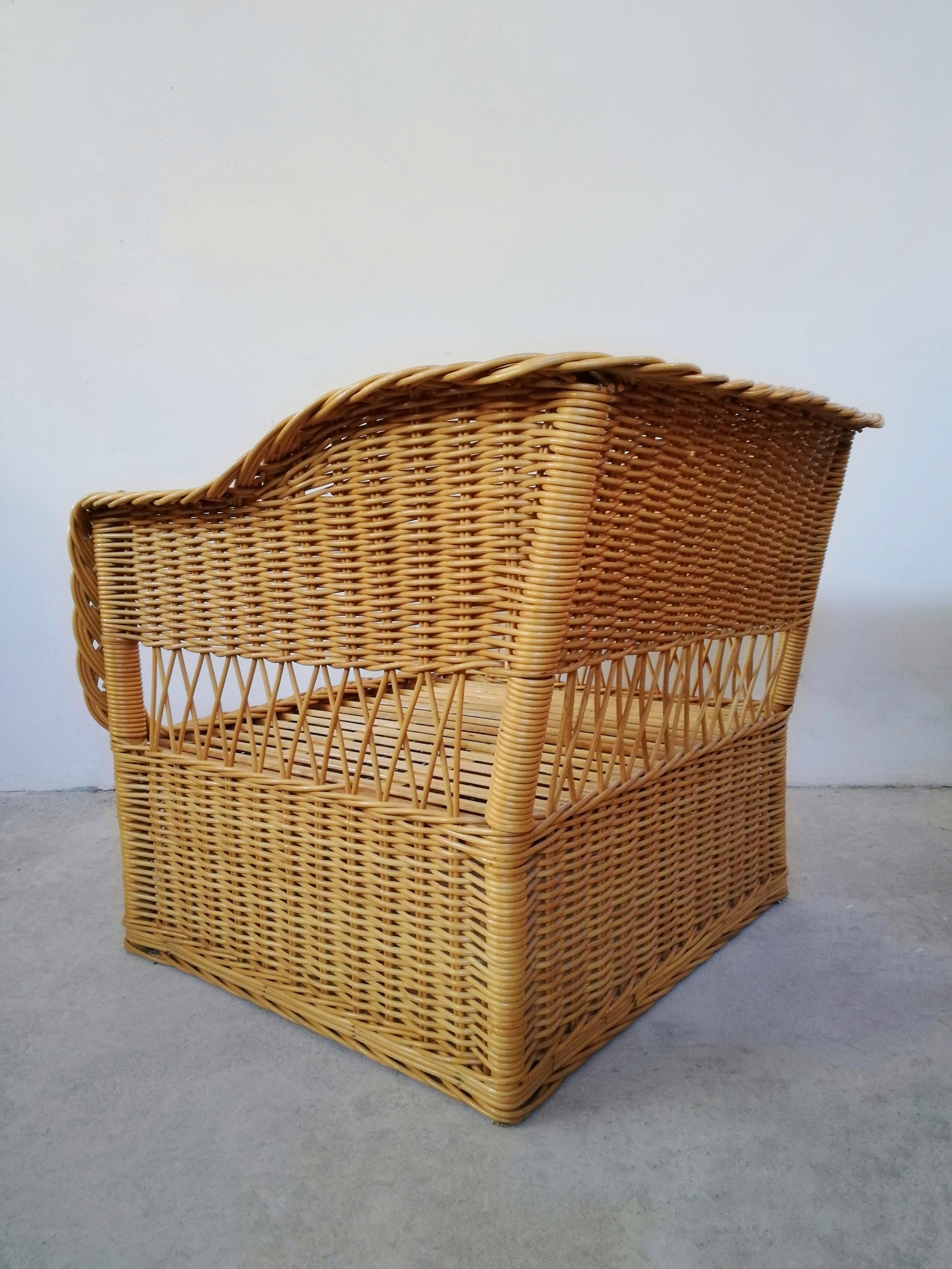 Pair of Wicker Armchairs in the Style of Rodi Serie by Vivai del Sud, 1970s For Sale 10