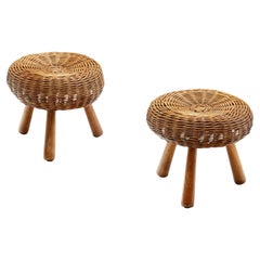 A Pair of Wicker Stools by Tony Paul, United States 1950s