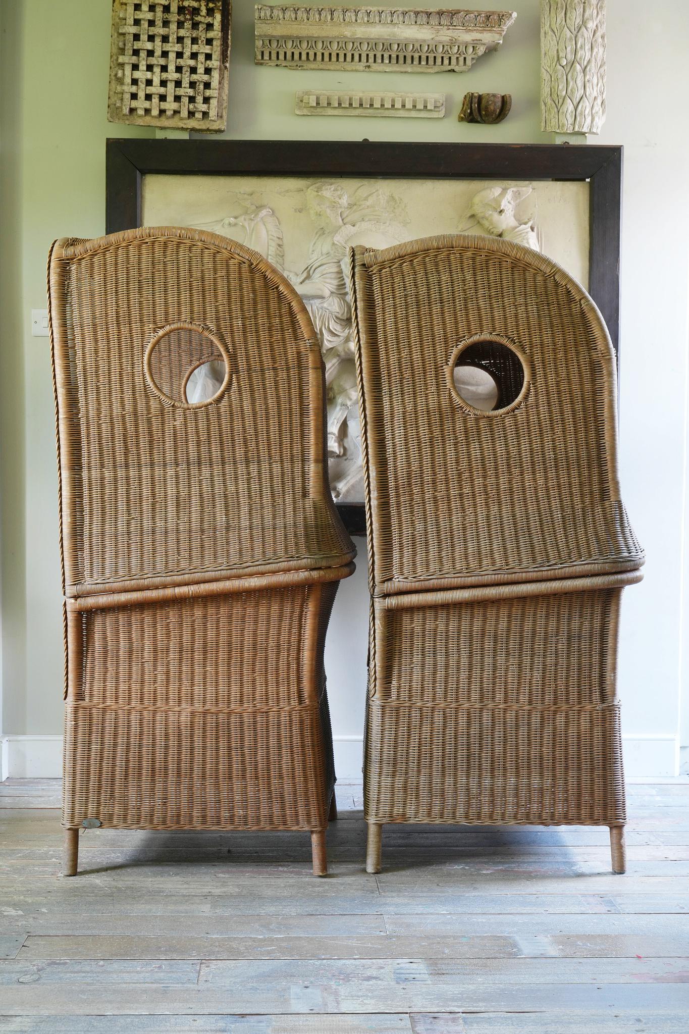 A Pair of Wicker Terrace Chairs by De Vries In Good Condition In Conwy, GB