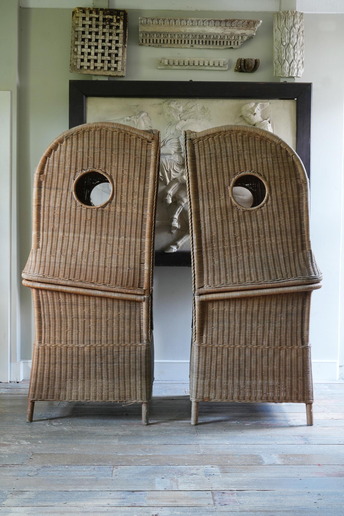 20th Century A Pair of Wicker Terrace Chairs by De Vries
