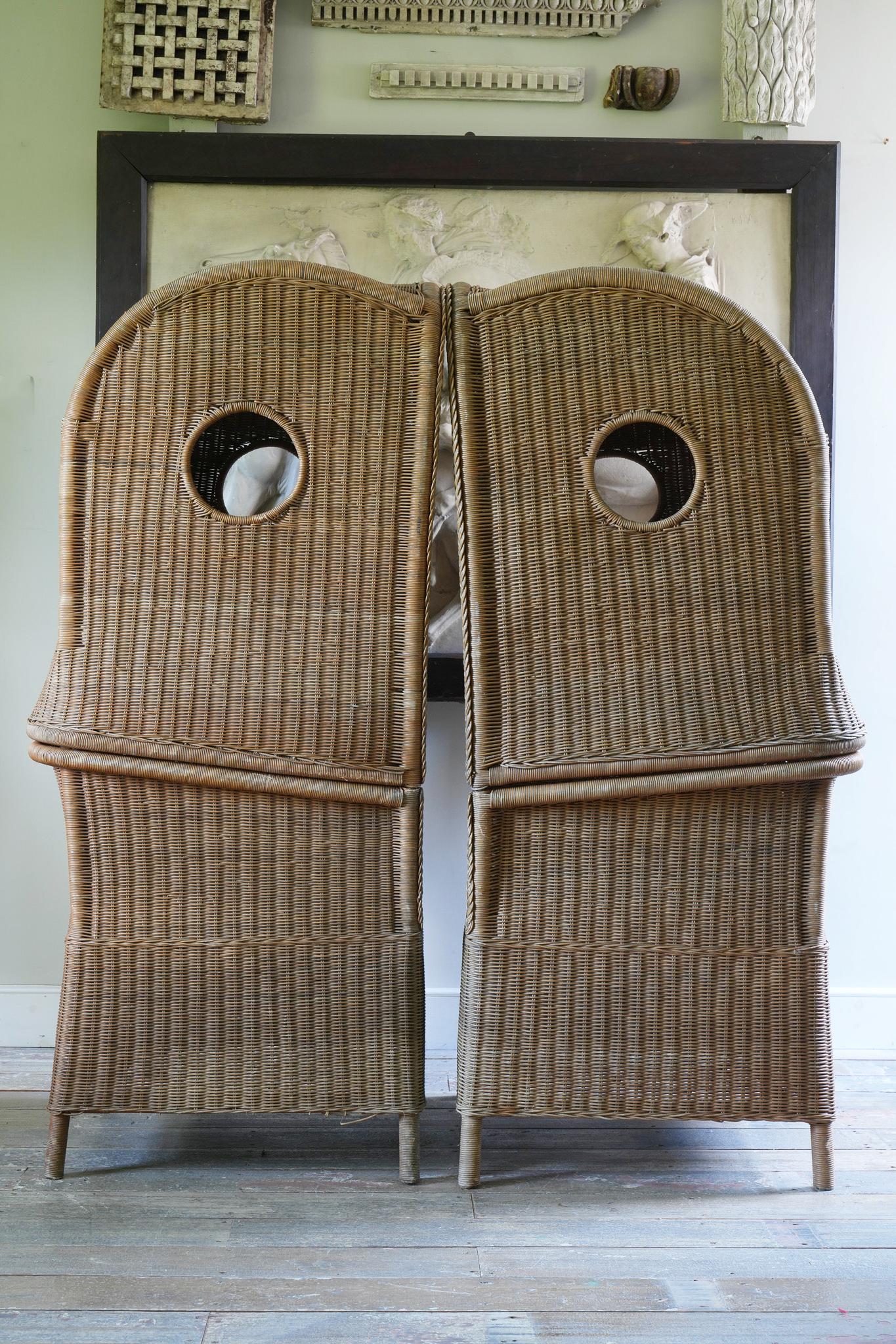 A Pair of Wicker Terrace Chairs by De Vries 1