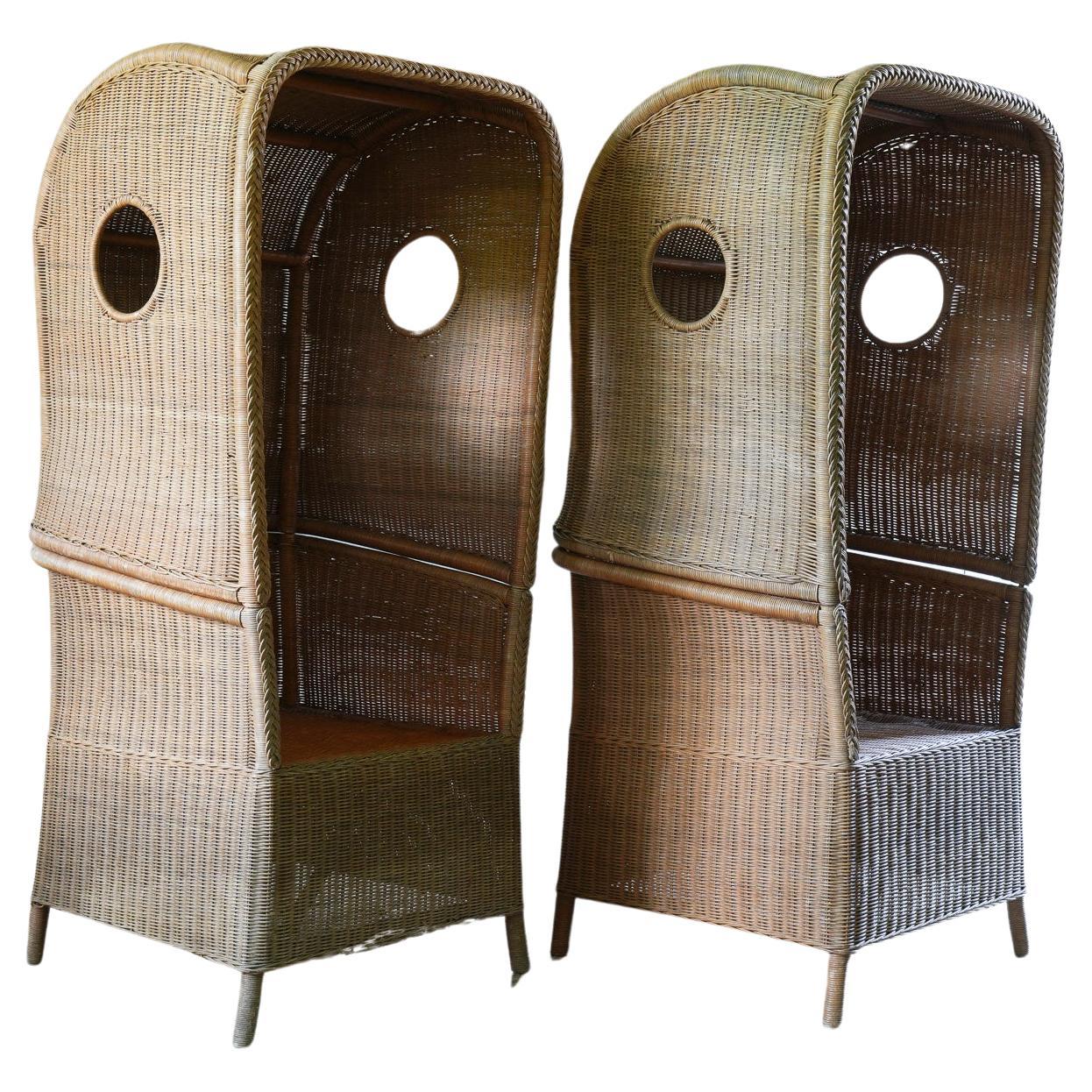 A Pair of Wicker Terrace Chairs by De Vries