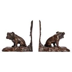 A pair of Wiener bronze bulldogs bookends, Austria circa 1890.