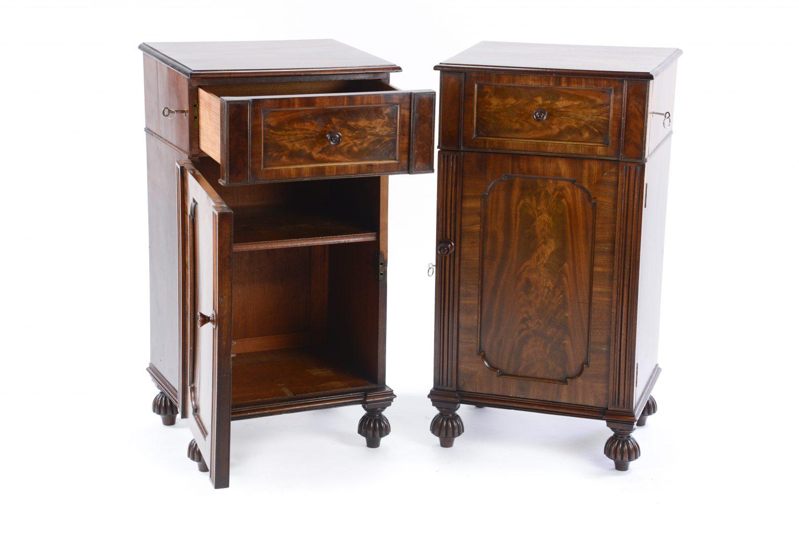 British Pair of William IV Mahogany Pedestal Cupboards in the Manner of Gillows