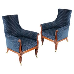 Paire de fauteuils de bibliothèque en bois de rose William IV, vers 1830