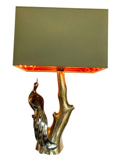 Pair of Willy Daro Style Brass Peacock Lamps by Regina with New Bespoke Shades