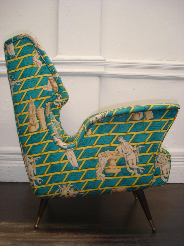 Italian Pair of Wing Back Chairs in the Manner of Gio Ponti For Sale
