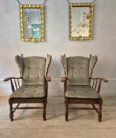 A pair of wingback chairs, Scandinavian, 1960/70s.