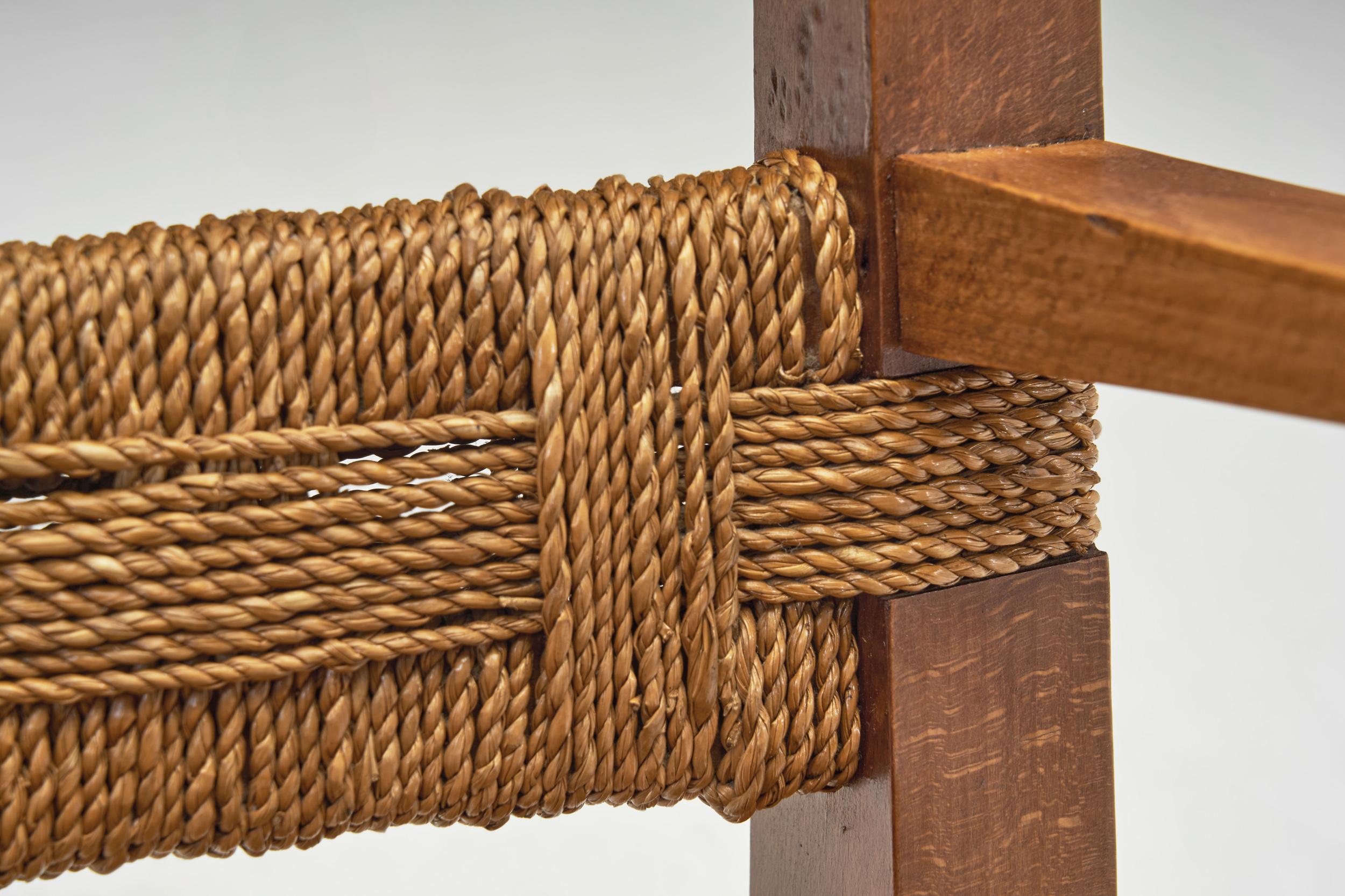 Paire de fauteuils en bois et rotin, Italie, milieu du 20e siècle en vente 5