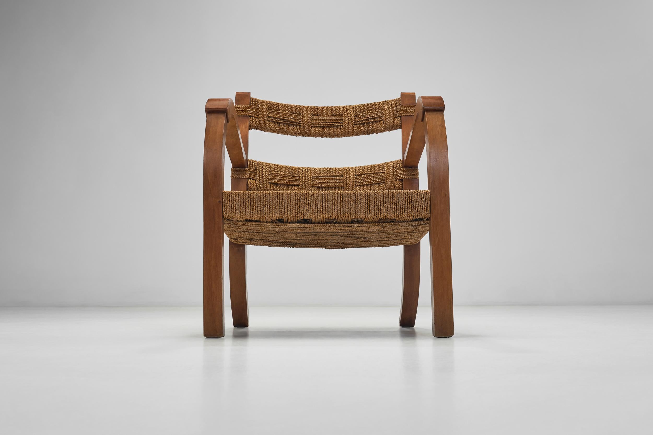 Paire de fauteuils en bois et rotin, Italie, milieu du 20e siècle en vente 8