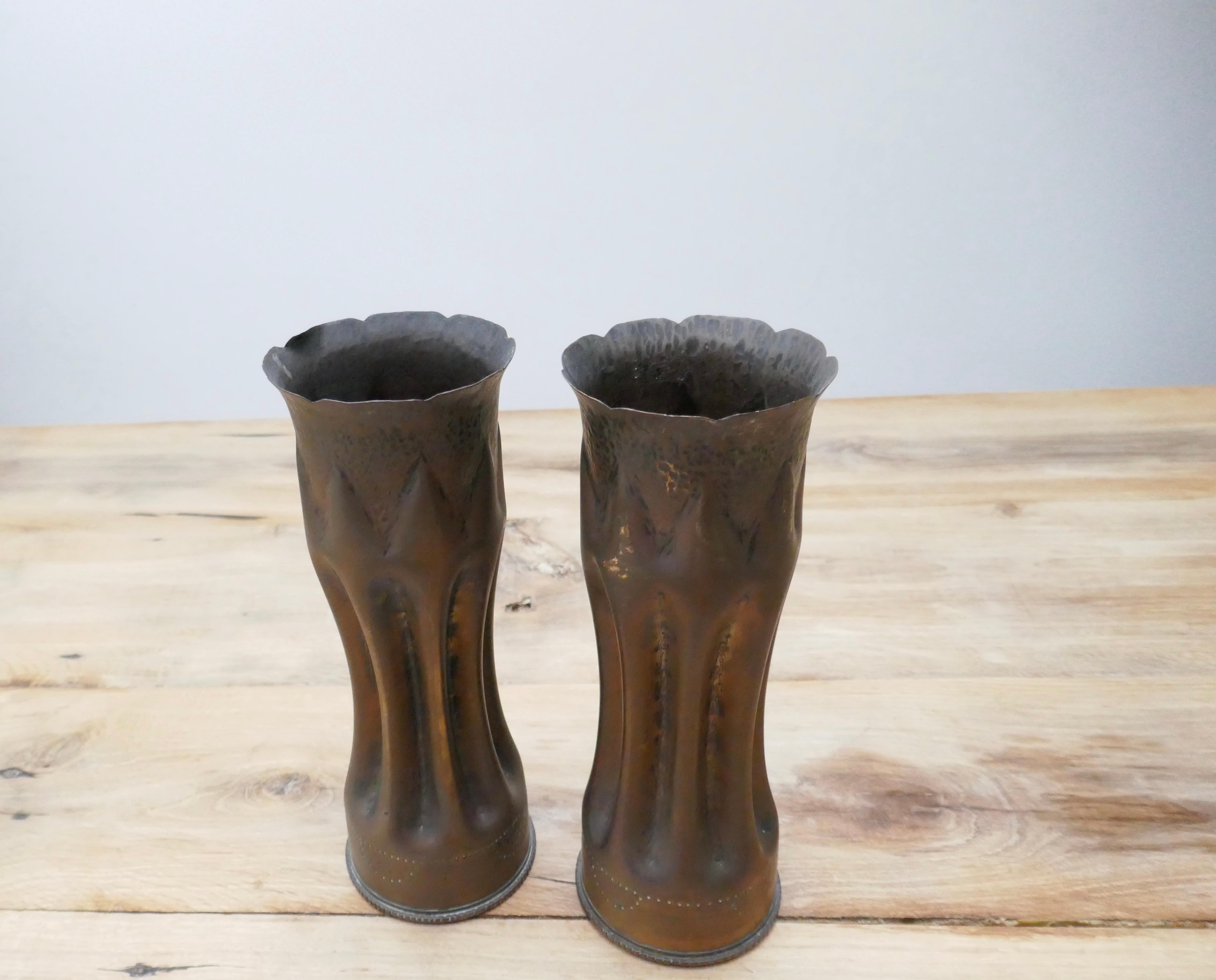 Pair of World War I Brass Trench Art Shells/Vases, France In Good Condition For Sale In London, GB