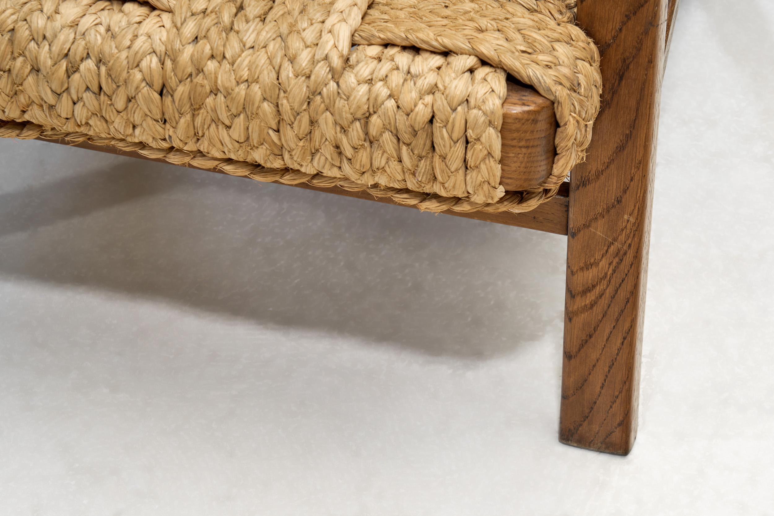 A Pair of Woven Rope Armchairs by Audoux-Minet, France ca 1950s 7