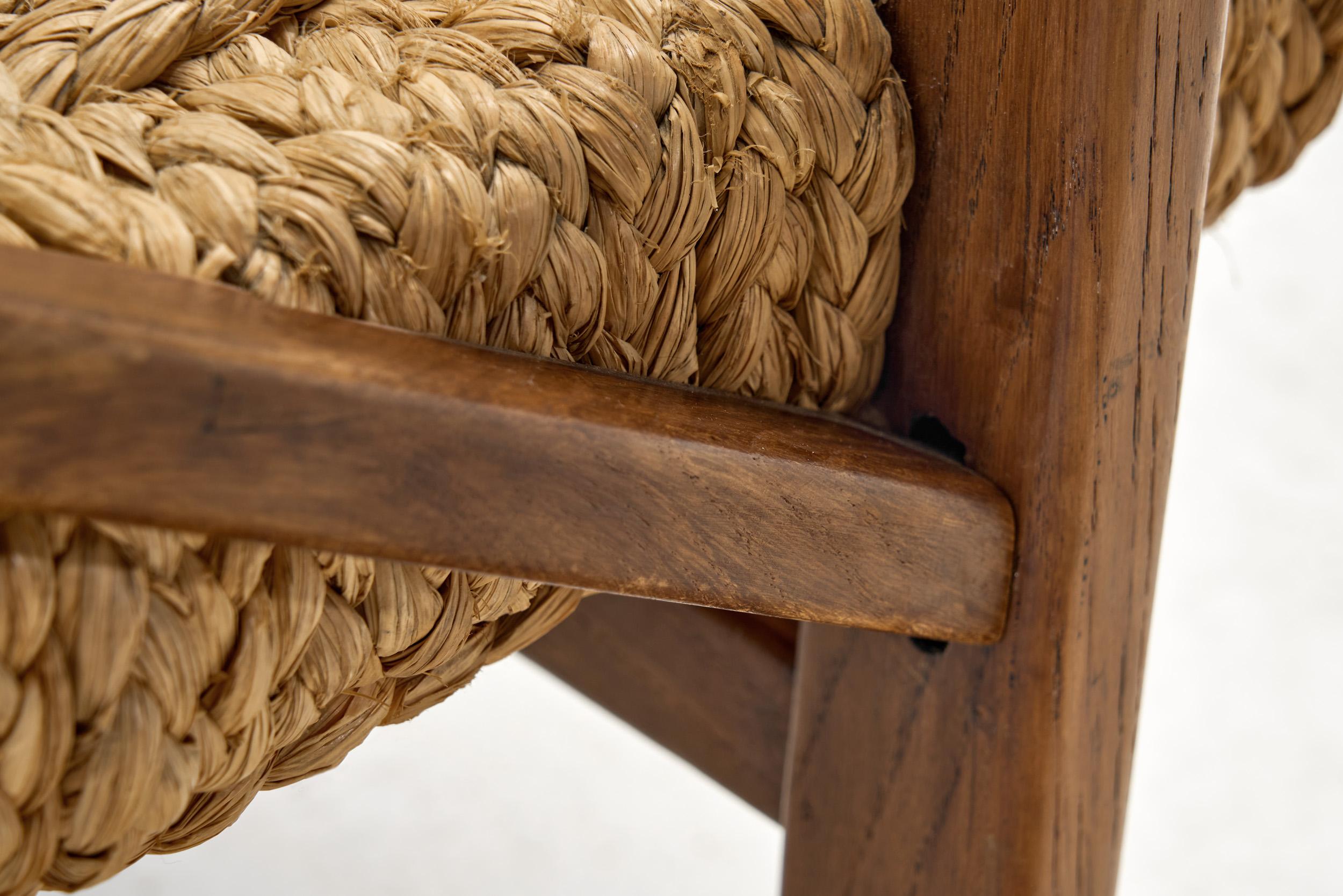 A Pair of Woven Rope Armchairs by Audoux-Minet, France ca 1950s 10
