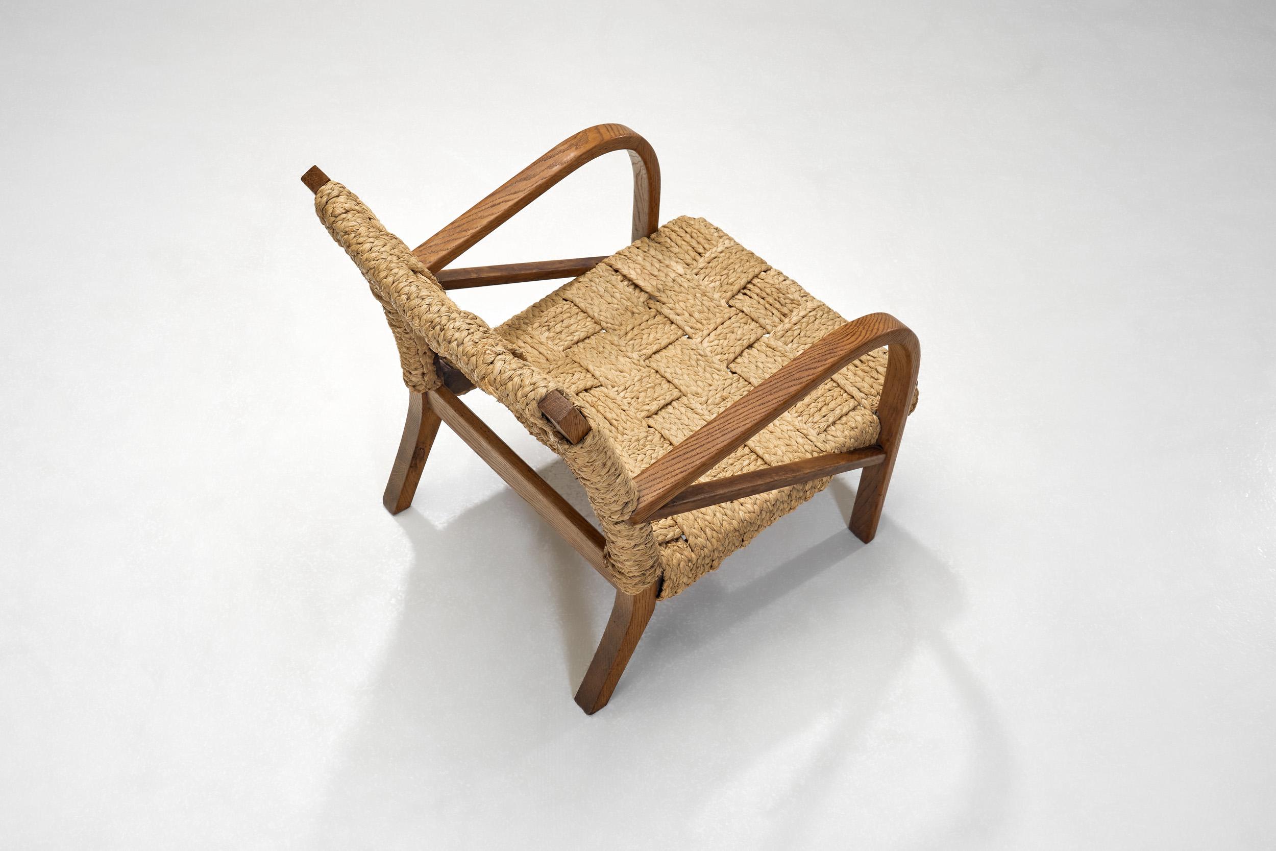A Pair of Woven Rope Armchairs by Audoux-Minet, France ca 1950s 1
