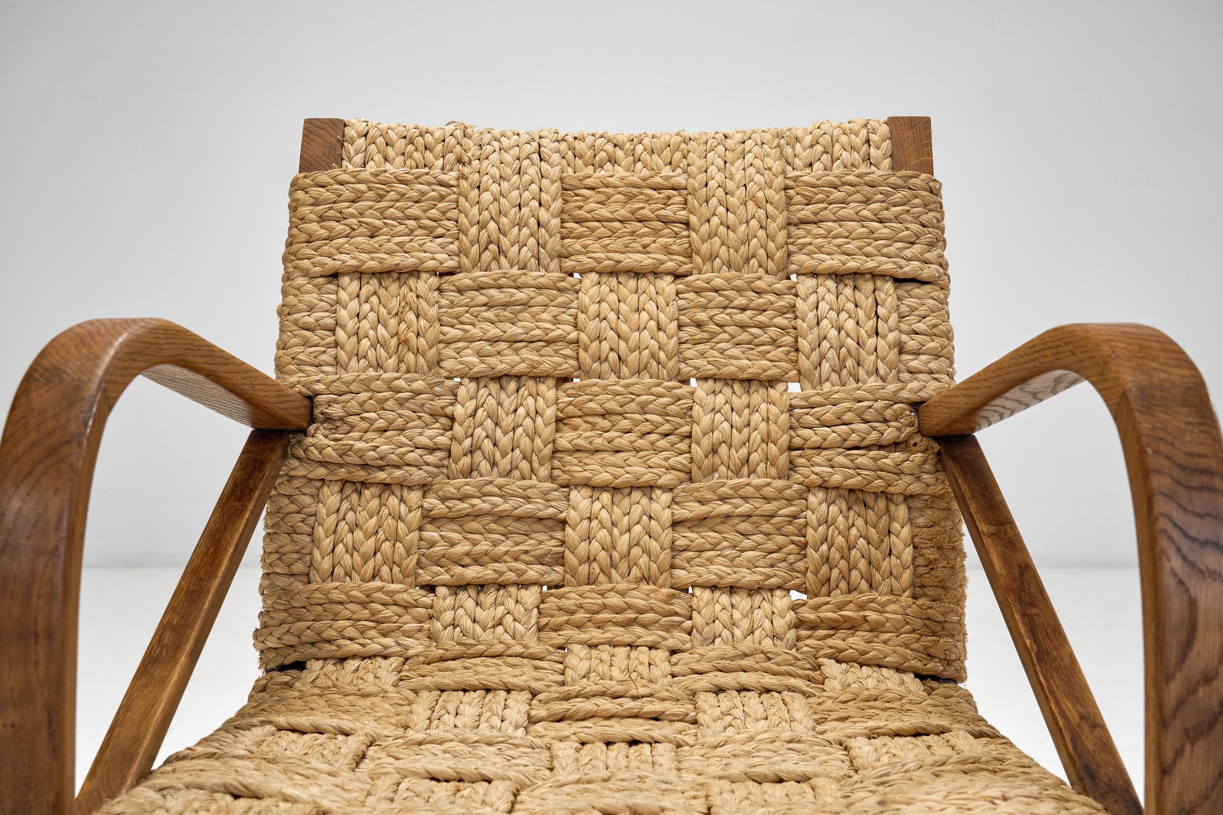 A Pair of Woven Rope Armchairs by Audoux-Minet, France ca 1950s 2