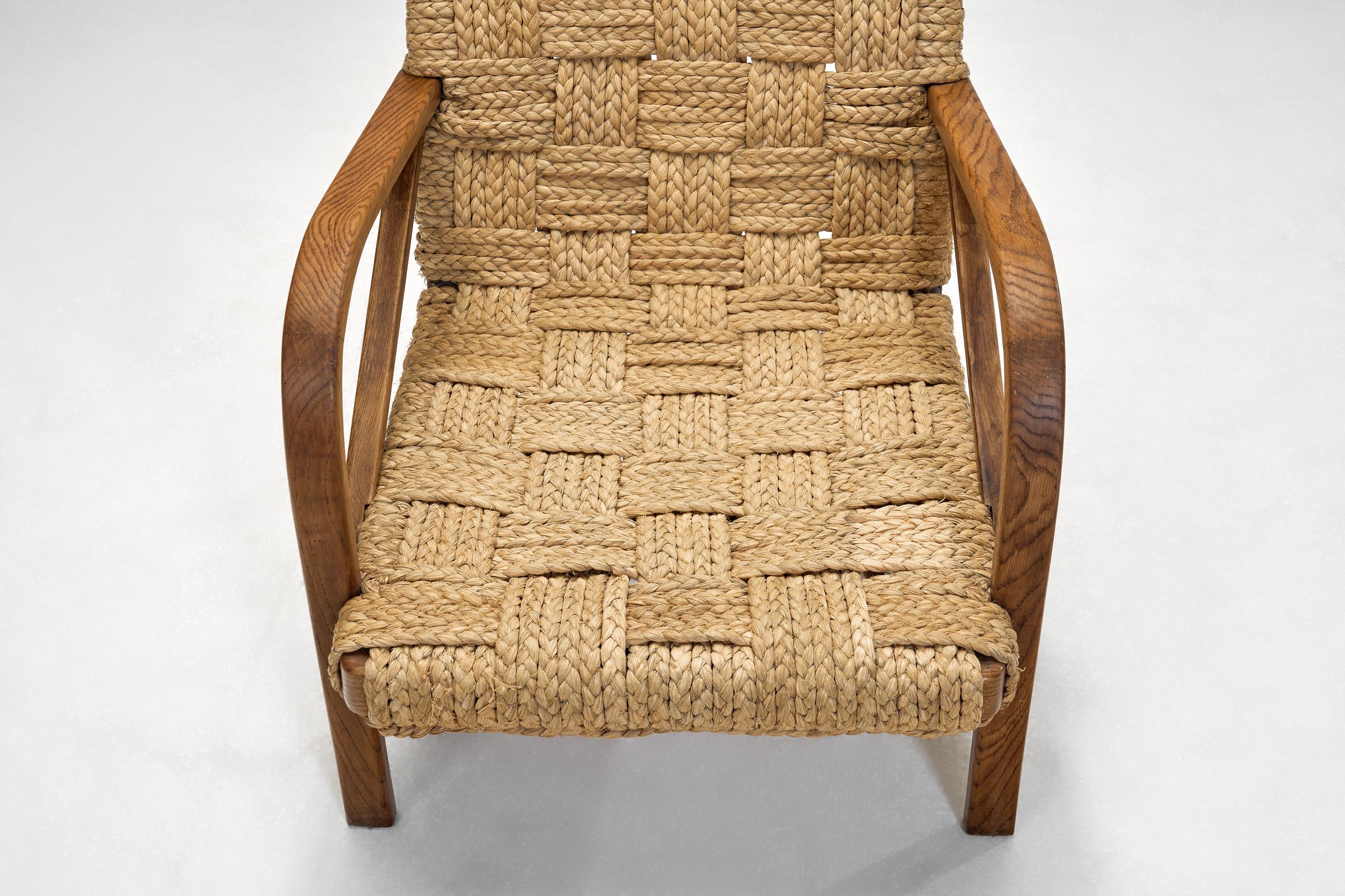 A Pair of Woven Rope Armchairs by Audoux-Minet, France ca 1950s 3