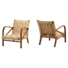 A Pair of Woven Rope Armchairs by Audoux-Minet, France ca 1950s