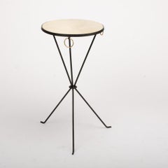 Pair of Wrought Iron and Brass Drink Tables, Contemporary