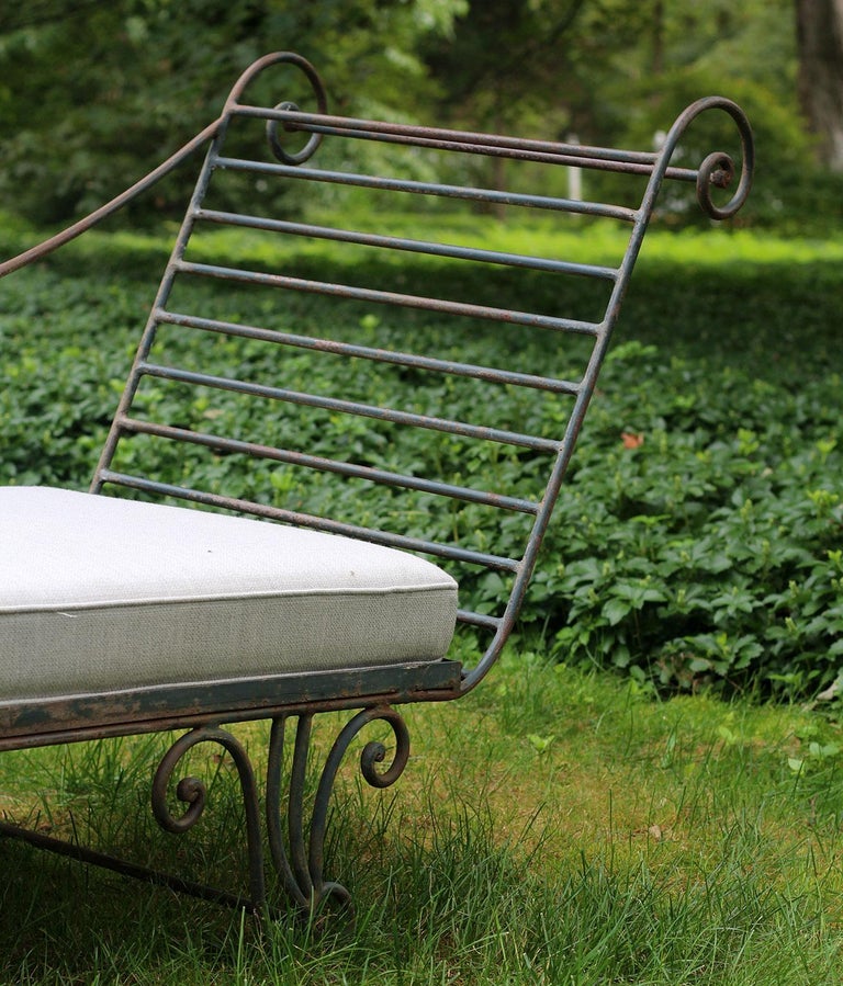 Pair of WroughtIron Chaises with SunbrellaCovered Cushions at 1stDibs