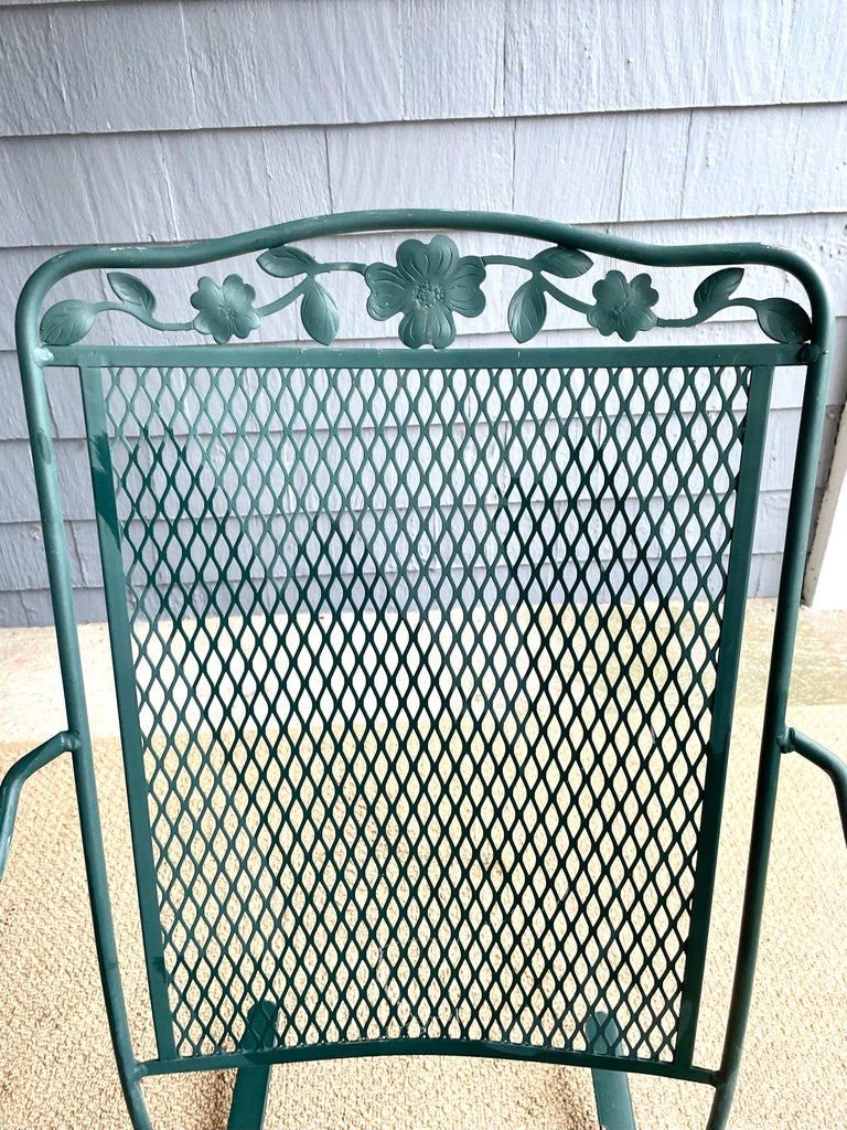 Green Wrought Iron Patio Table And Four Chairs 54 Hash Auctions