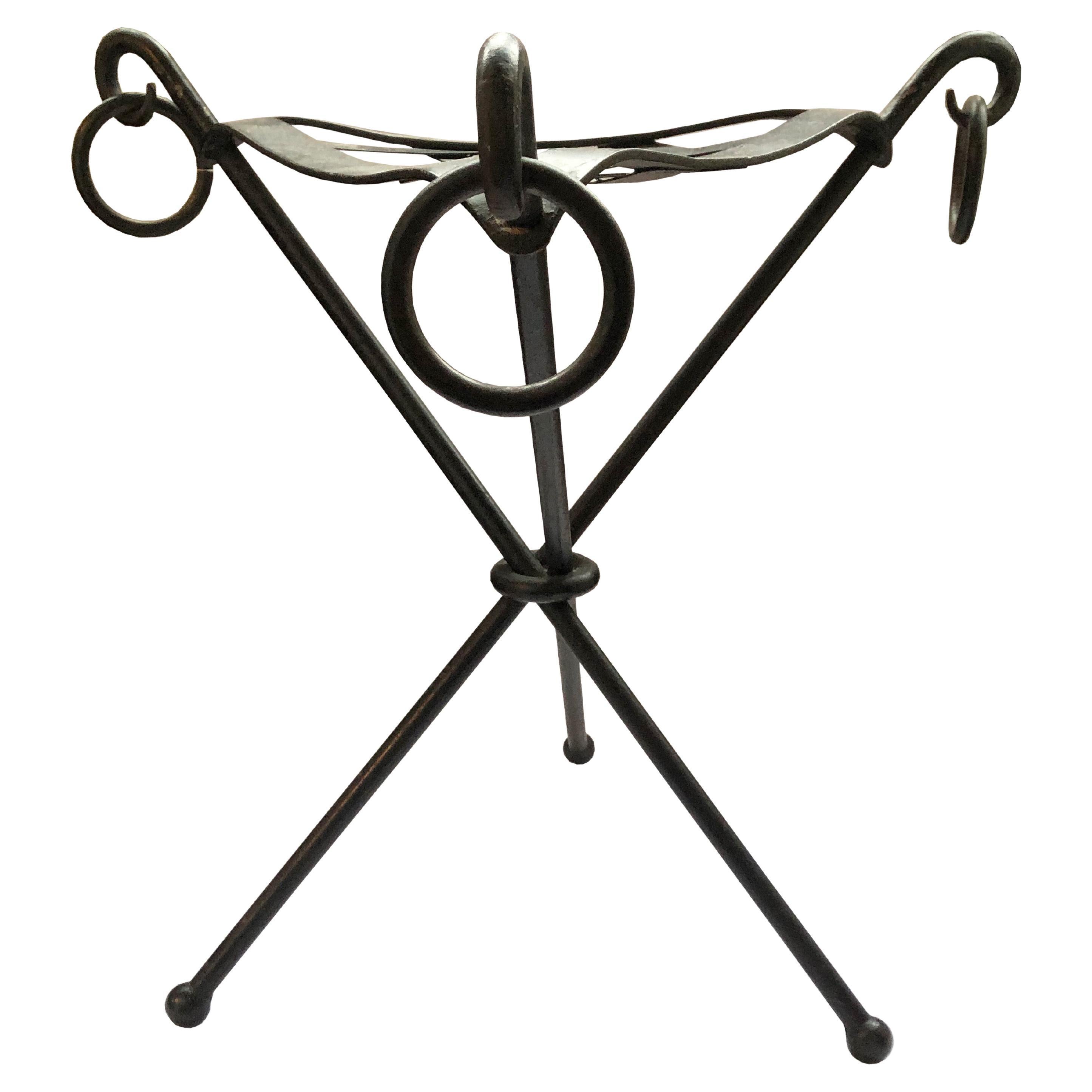 Pair of Wrought Iron Stool in the Style of Jean Michel Frank