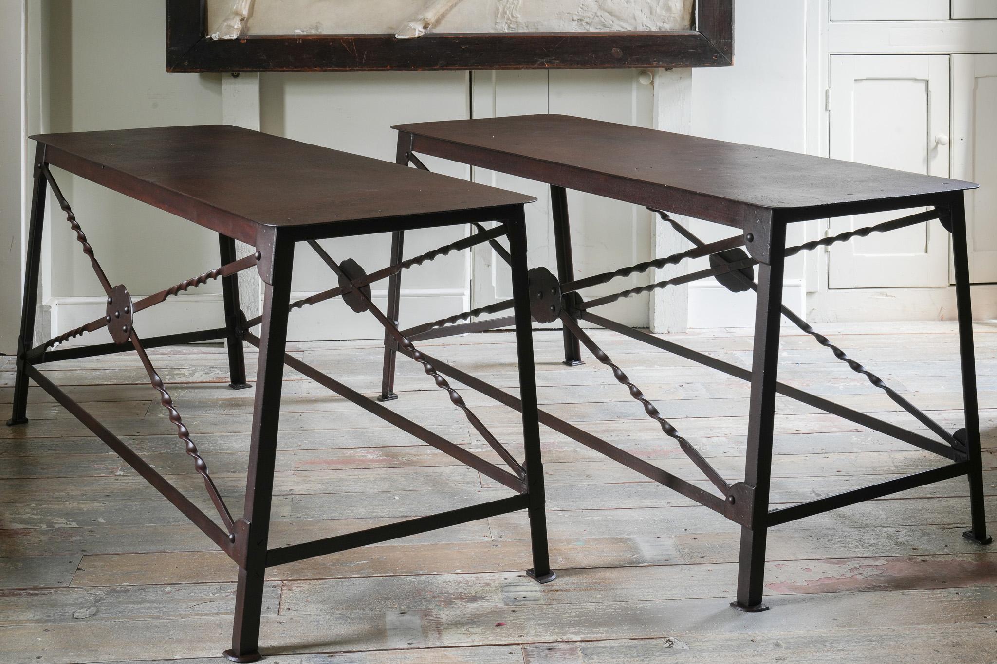 A Pair of Wrought Iron Tables For Sale 12