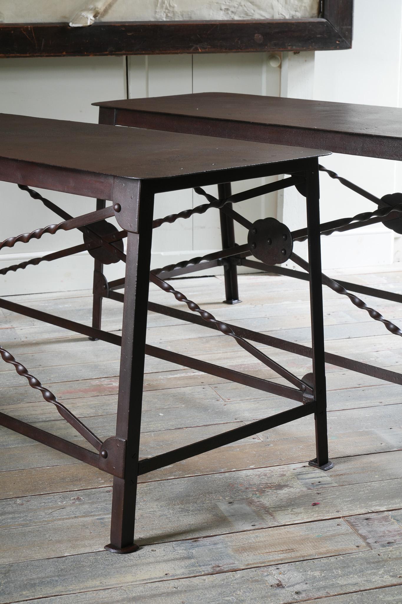 A Pair of Wrought Iron Tables For Sale 13