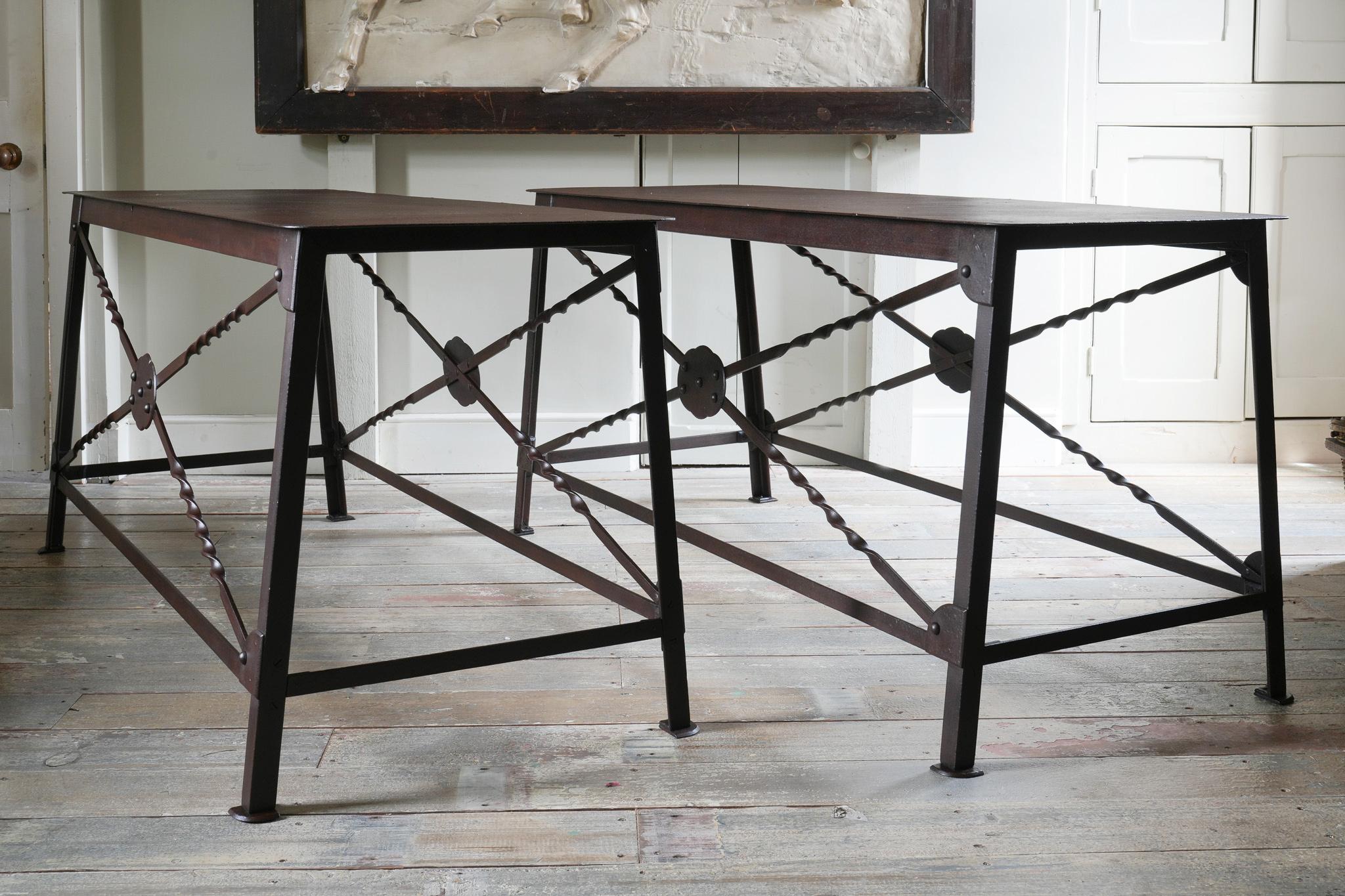 A Pair of Wrought Iron Tables For Sale 14