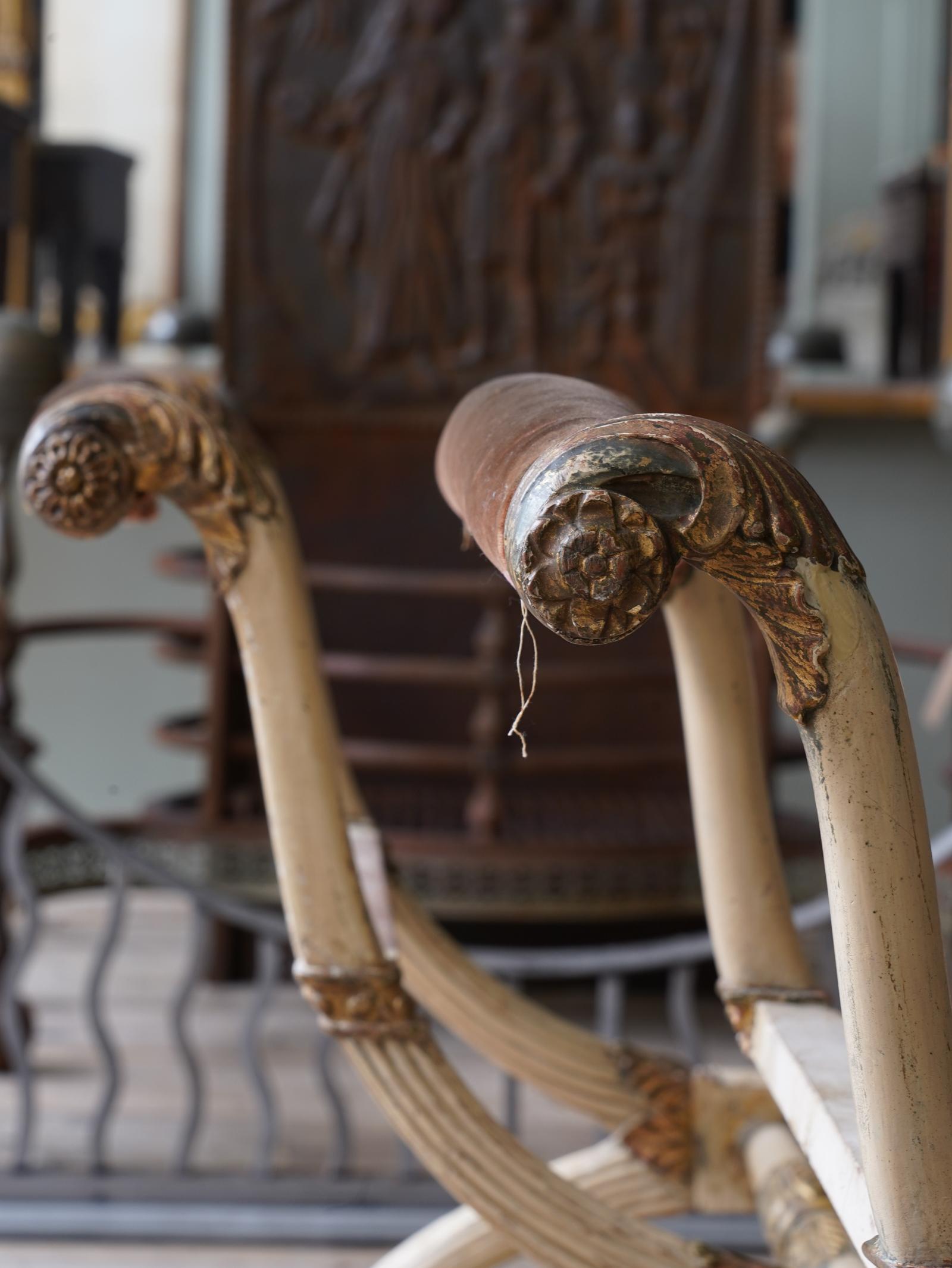 Early 19th Century Pair of X Frame Stools by Morel & Hughes