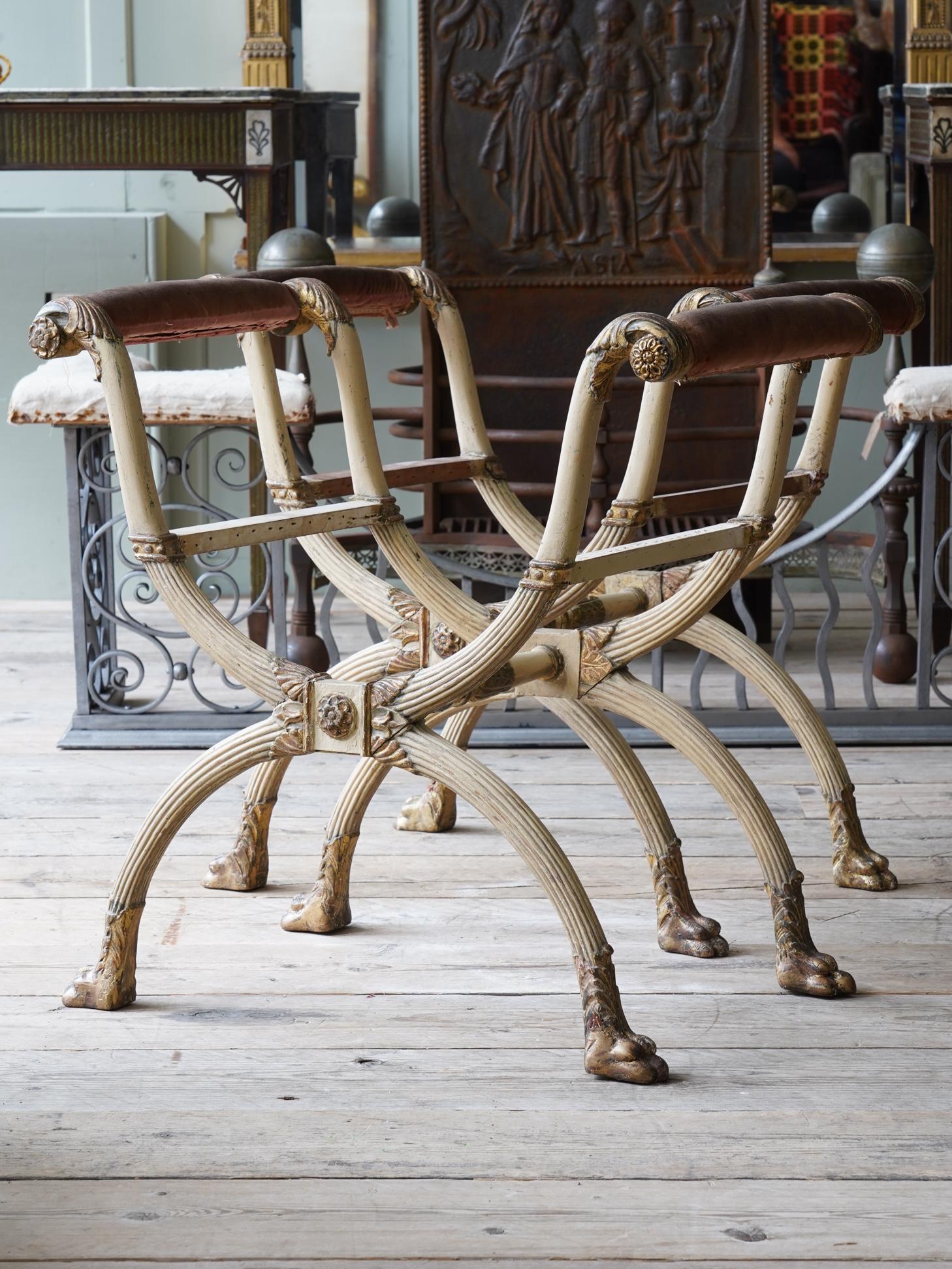 Pair of X Frame Stools by Morel & Hughes 1