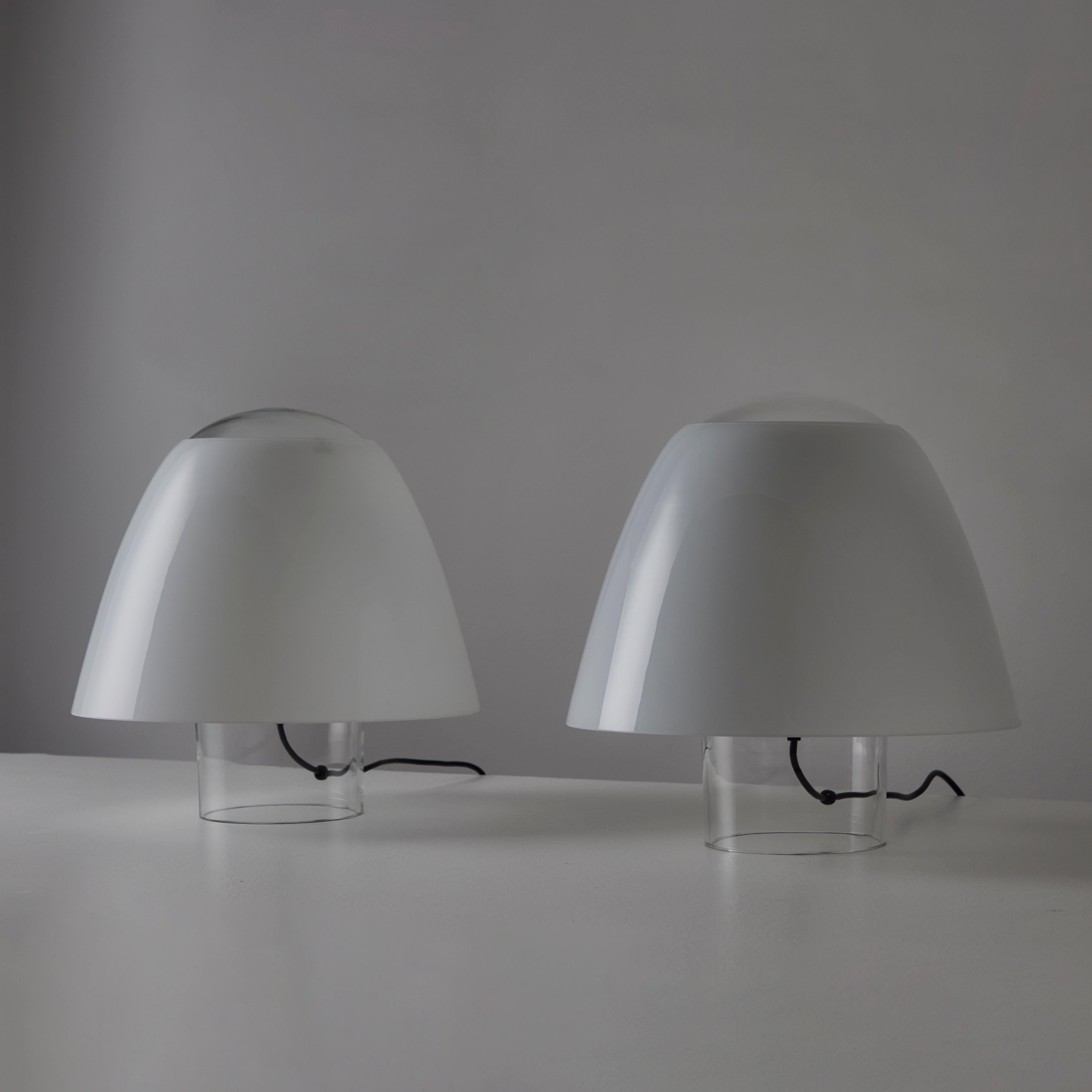 Verre brun Paire de lampes de table XL Mod. « Polluce » d'Angelo Mangiarotti pour Skipper en vente