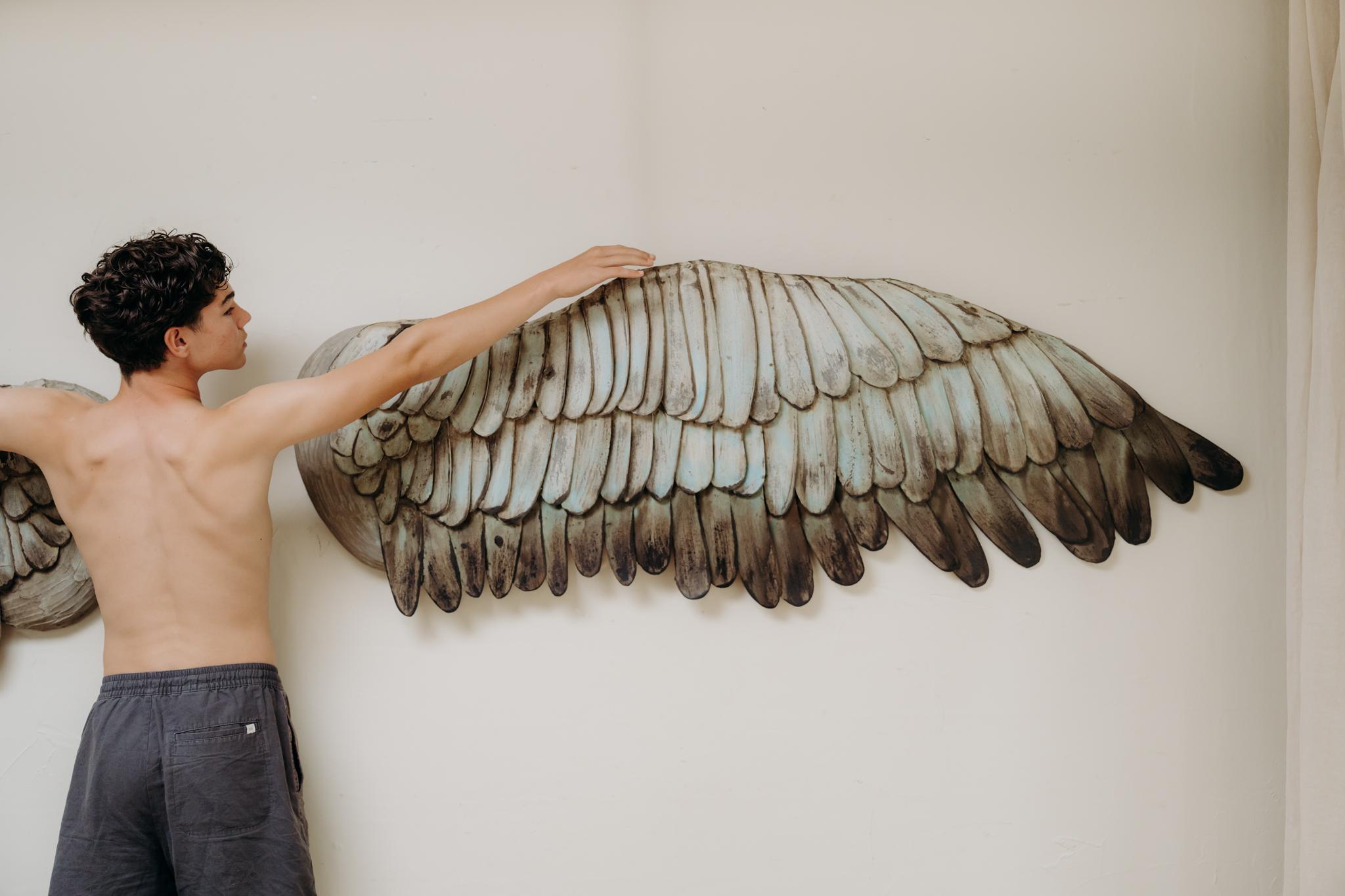 Bois une paire d'ailes en bois xl ... en vente