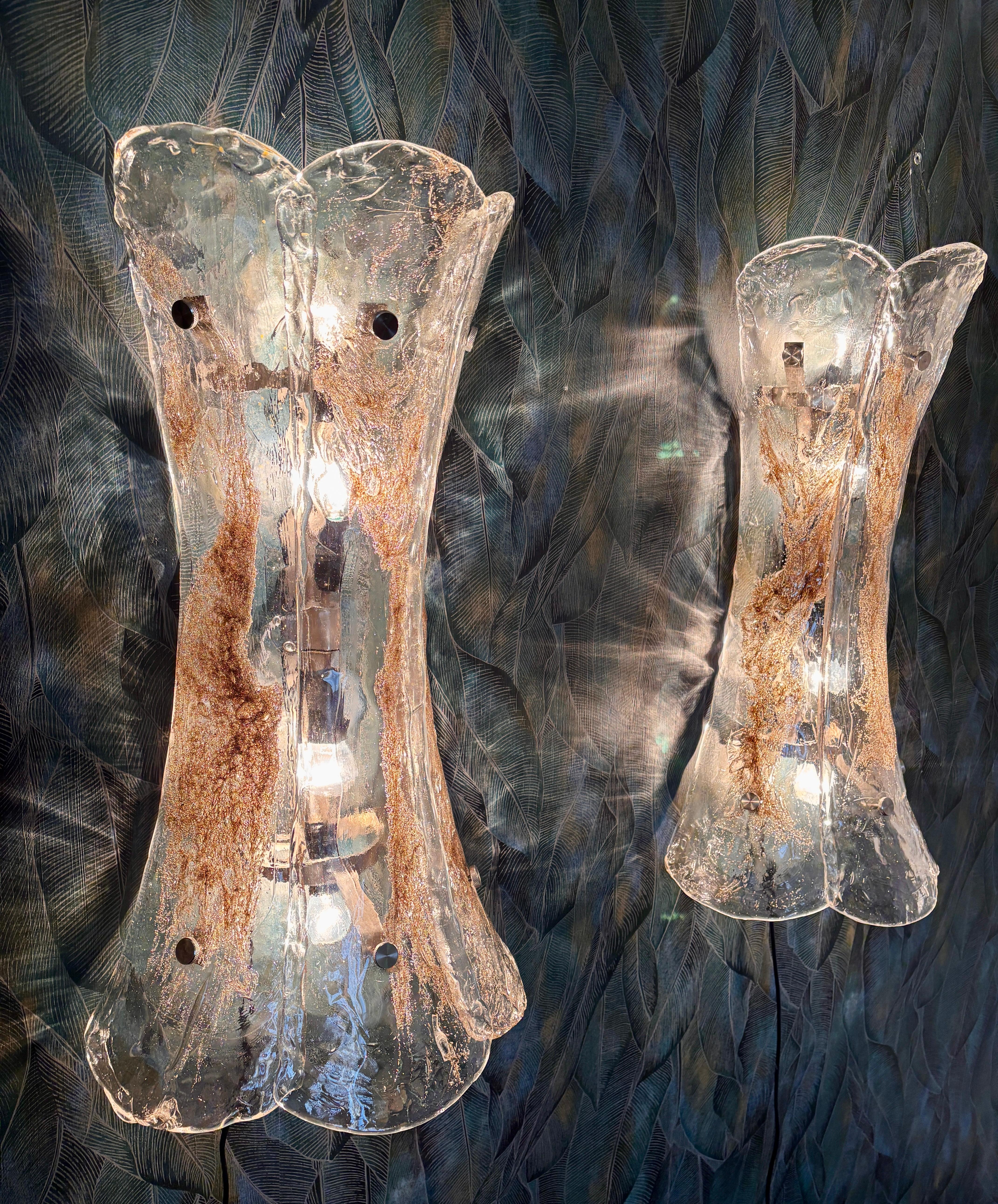 Un par de apliques XXL de Murano de Carlo Nason para Mazzega Italiano en venta