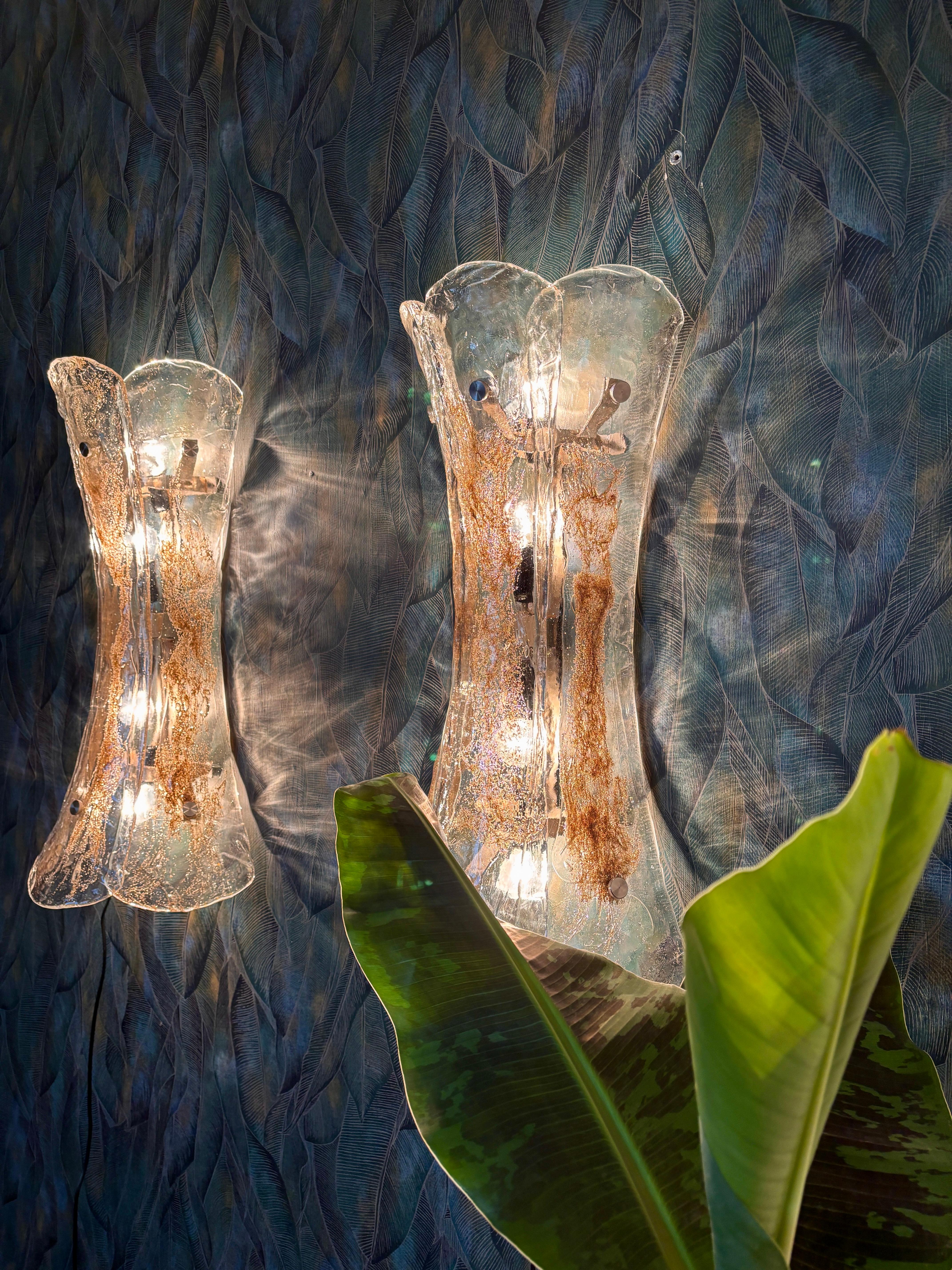 Un par de apliques XXL de Murano de Carlo Nason para Mazzega Cristal de Murano en venta