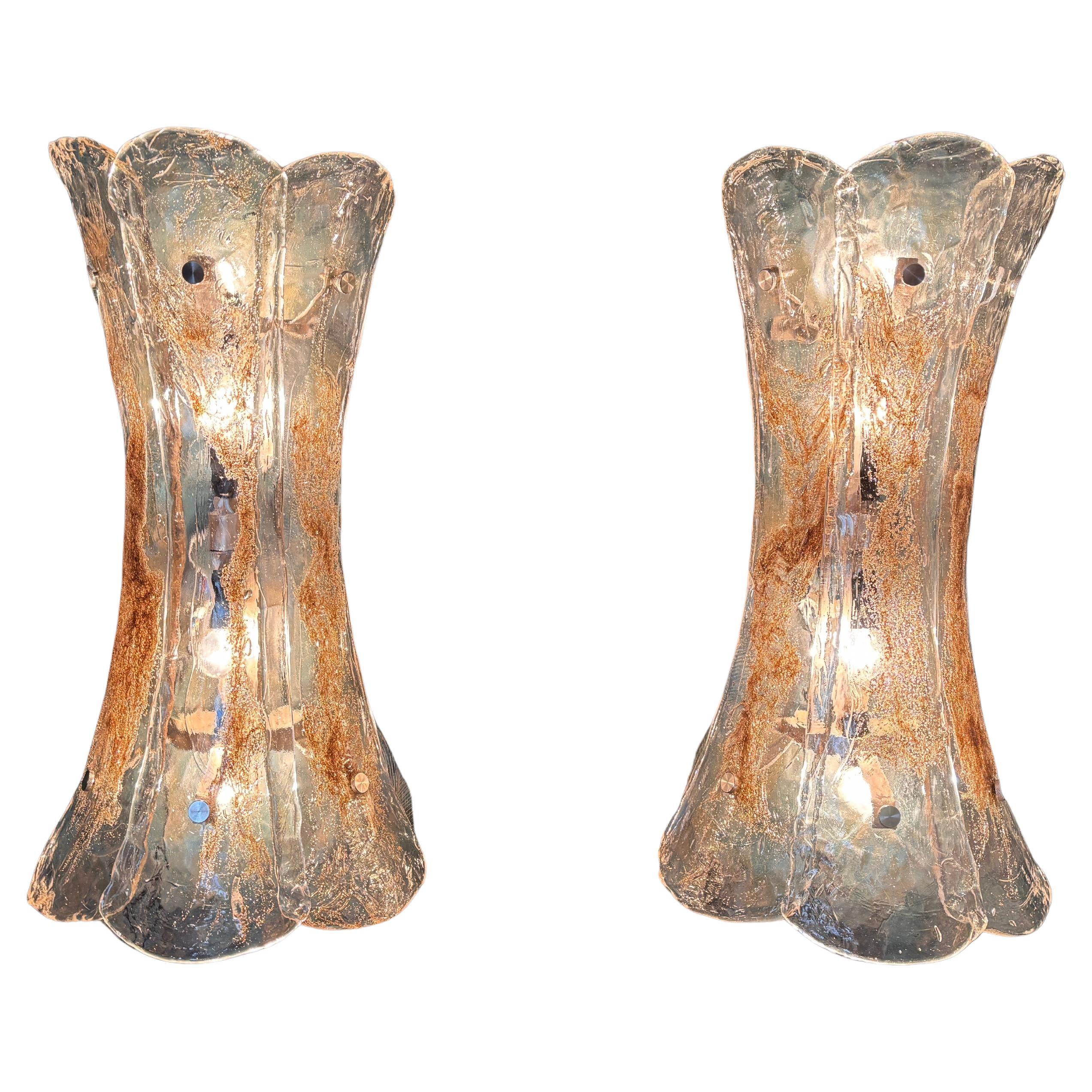 A pair of XXL Murano wall lamps by Carlo Nason for Mazzega