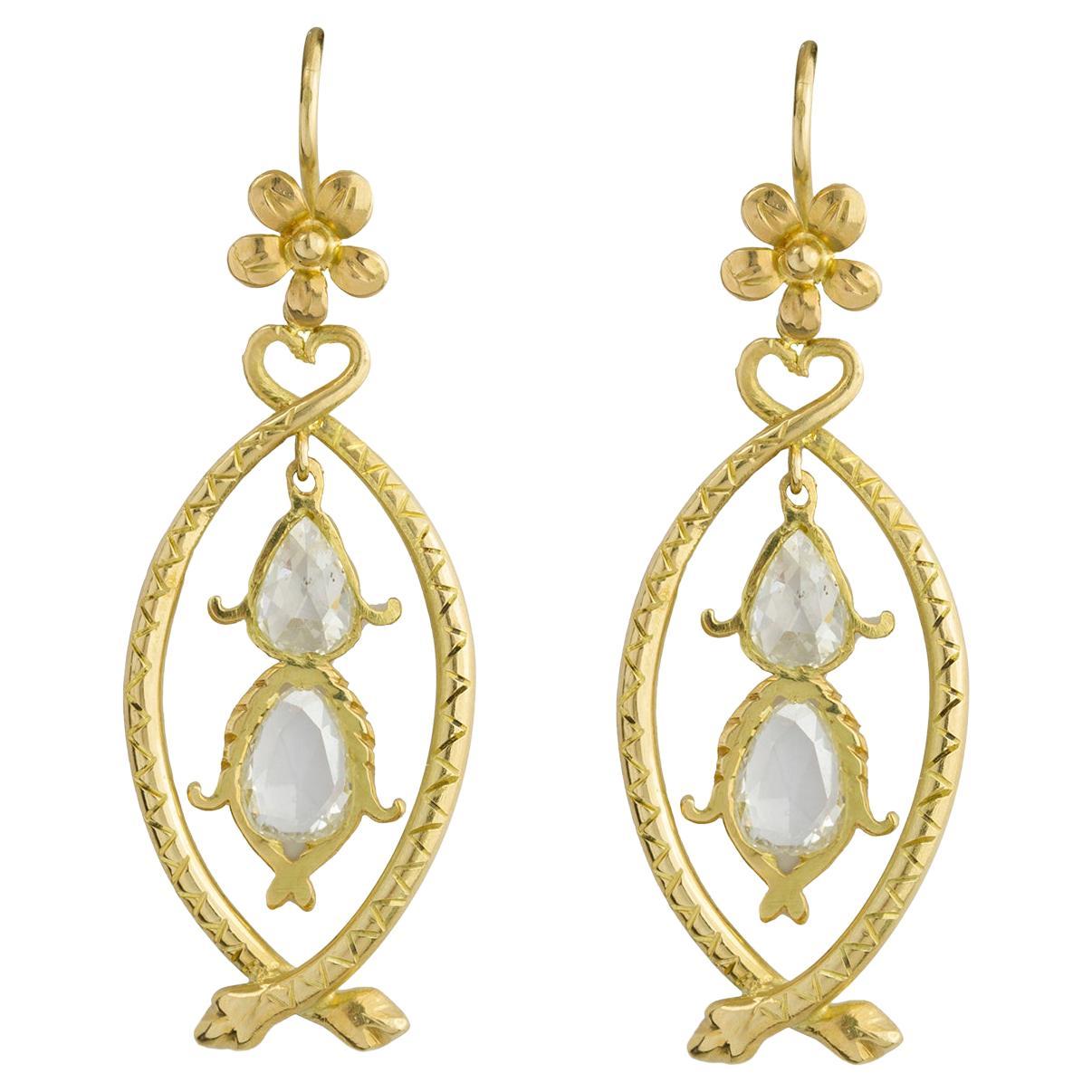 A Pair Of Yellow Gold And Diamond-set Serpent Earrings For Sale