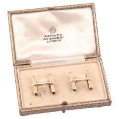 Pair of Yellow Gold and Sapphire H-Shaped Cufflinks by Asprey & Co