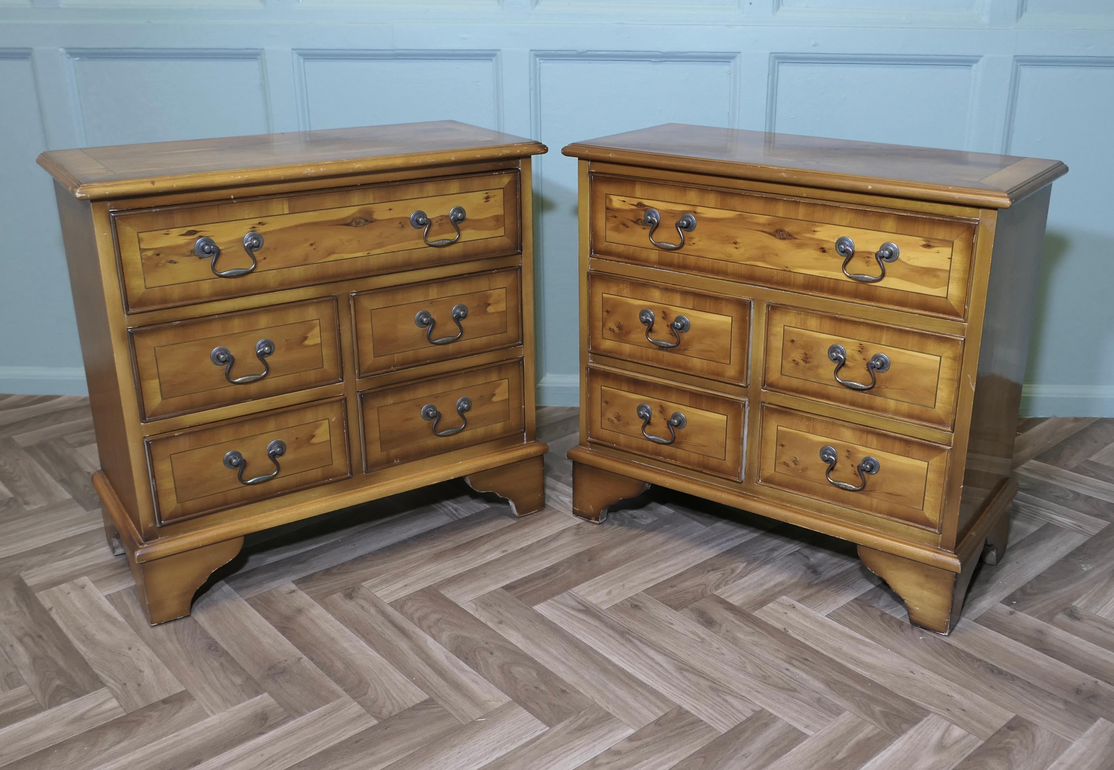 Paire de commodes de chevet en bois d'if Bon état - En vente à Godshill, Isle of Wight