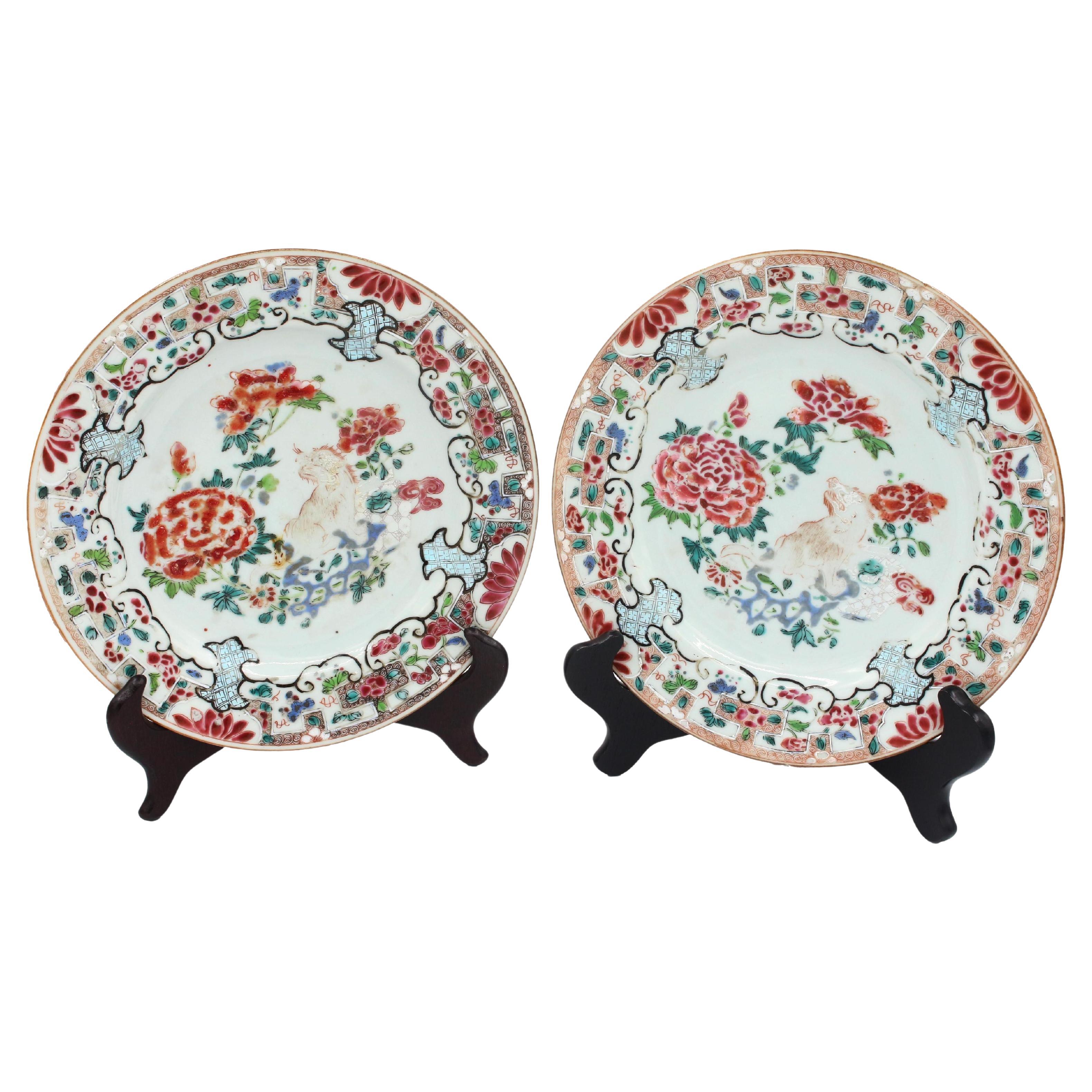 A Pair of Yongzheng Period Famille Rose Plates, Chinese, 1722-1735 For Sale