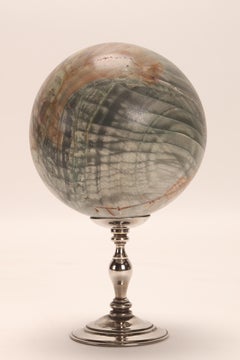 Pair of Zebra Agate Stone Spheres, Italy, 1870