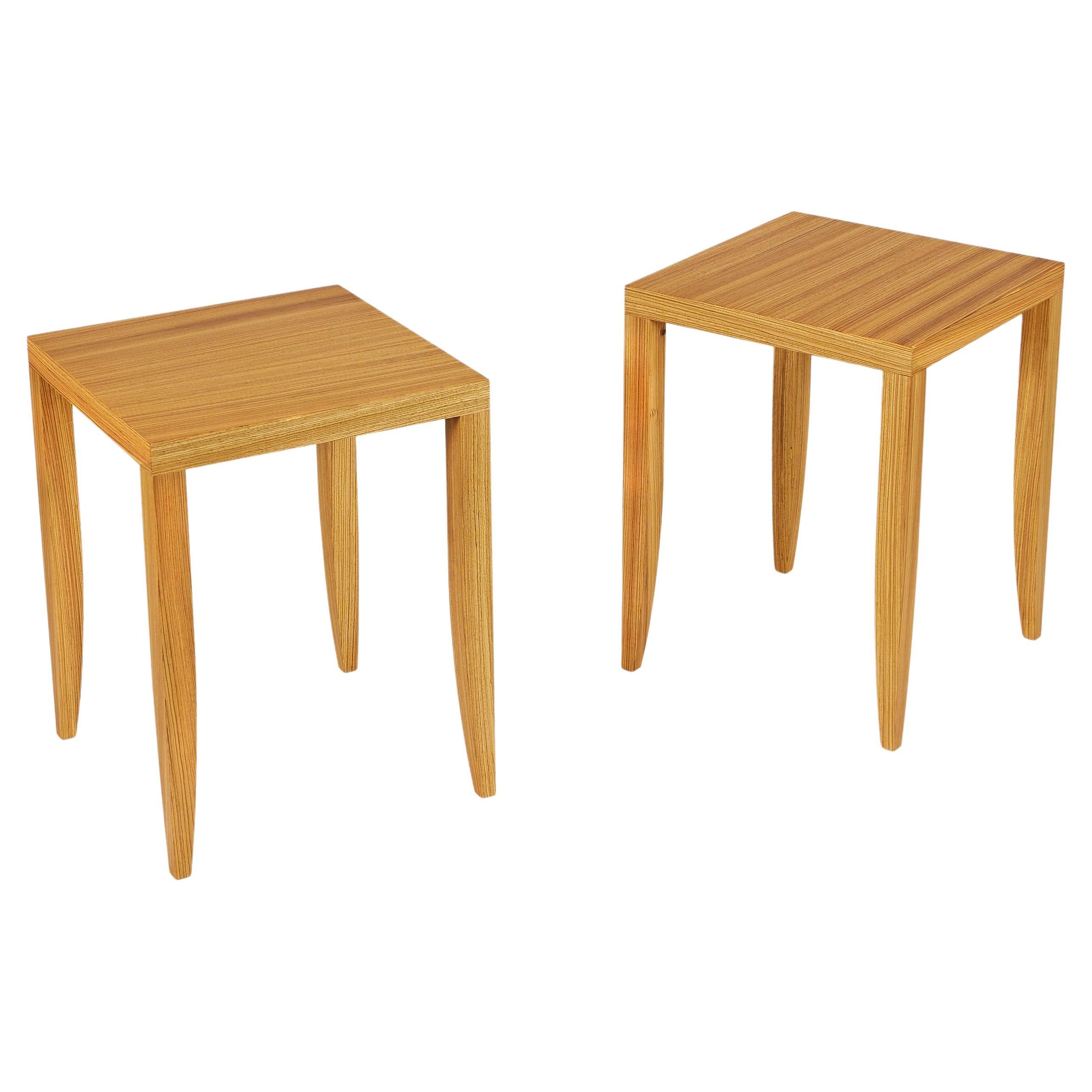 A pair of Zebrano wood occasional tables  For Sale