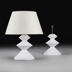 A Pair of Zig Zag Gesso Plaster Lamps after Giacometti