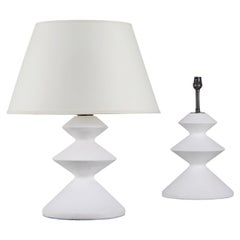 A Pair of Zig Zag Gesso Plaster Lamps after Giacometti