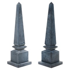 A Pair of Zinc Obelisks