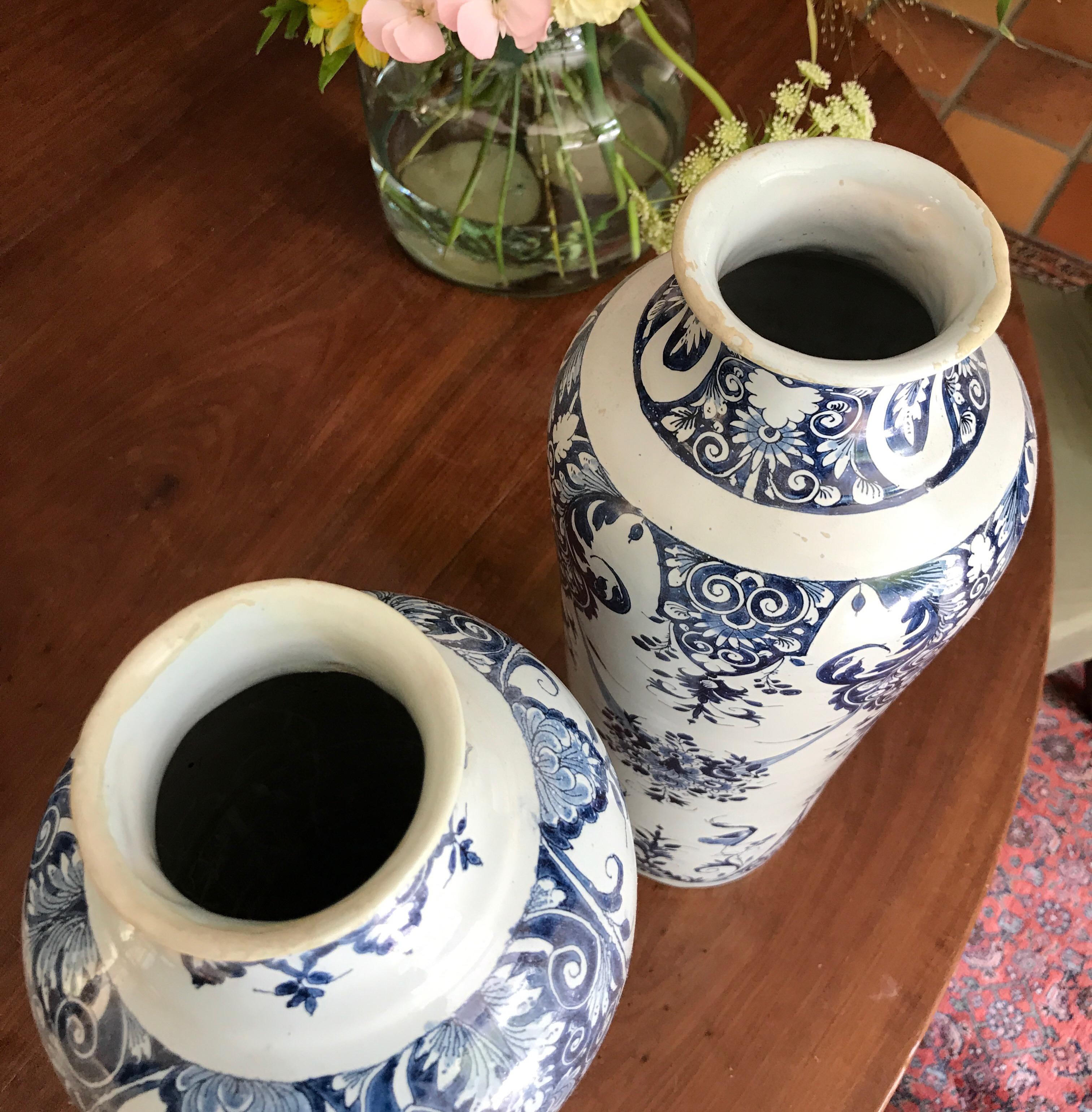 Pair off Delft Vases, Late 18th Century For Sale 2