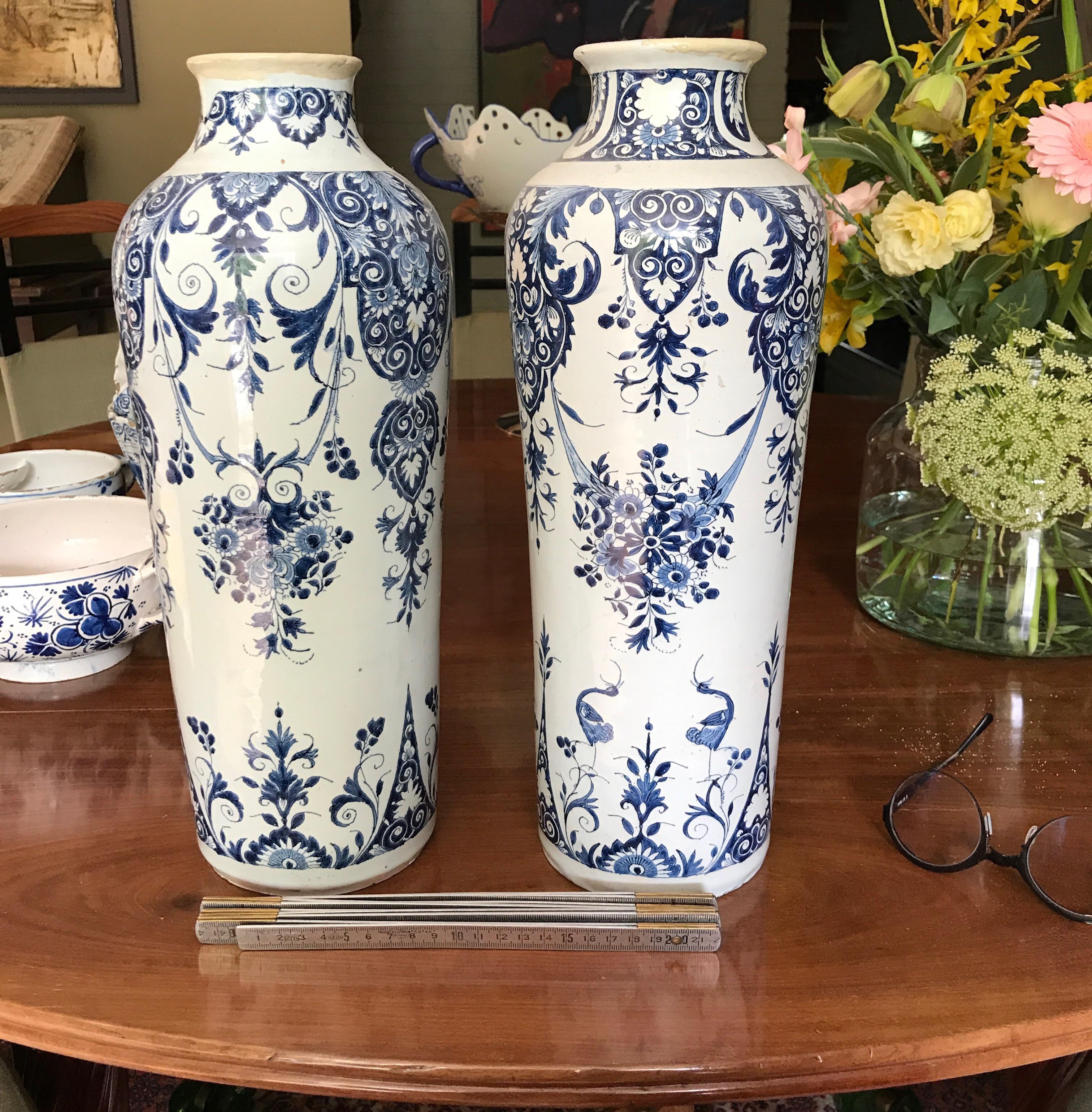 Pair off Delft Vases, Late 18th Century For Sale 5