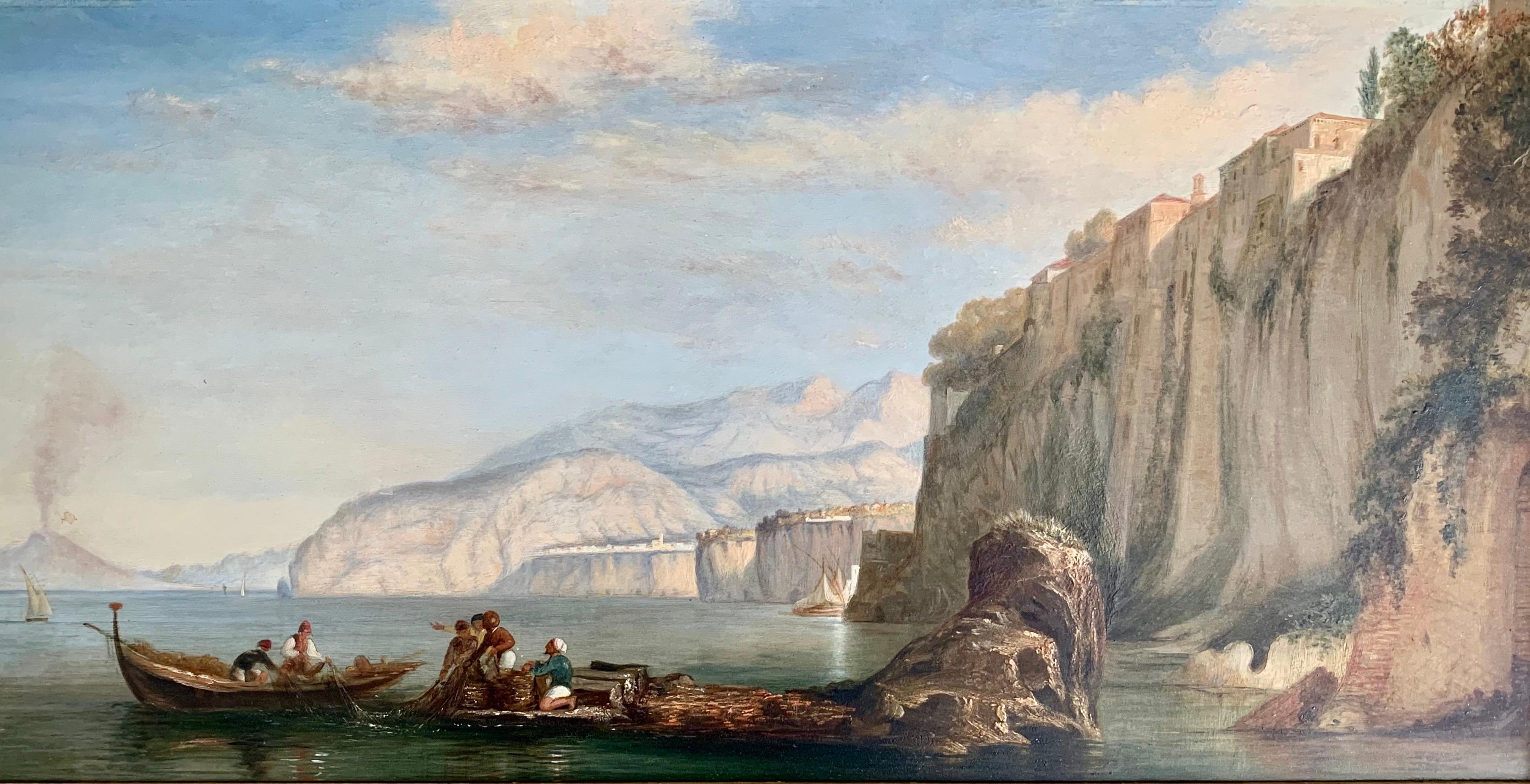 A nice early pair of oil paintings by James Bridges (British 1802-1865) Views of the Bay of Naples
Superb quality pair of Oils Titled Views of the Bay of Naples.
These are nicely presented in their original two toned gilt wood frames.
Both are