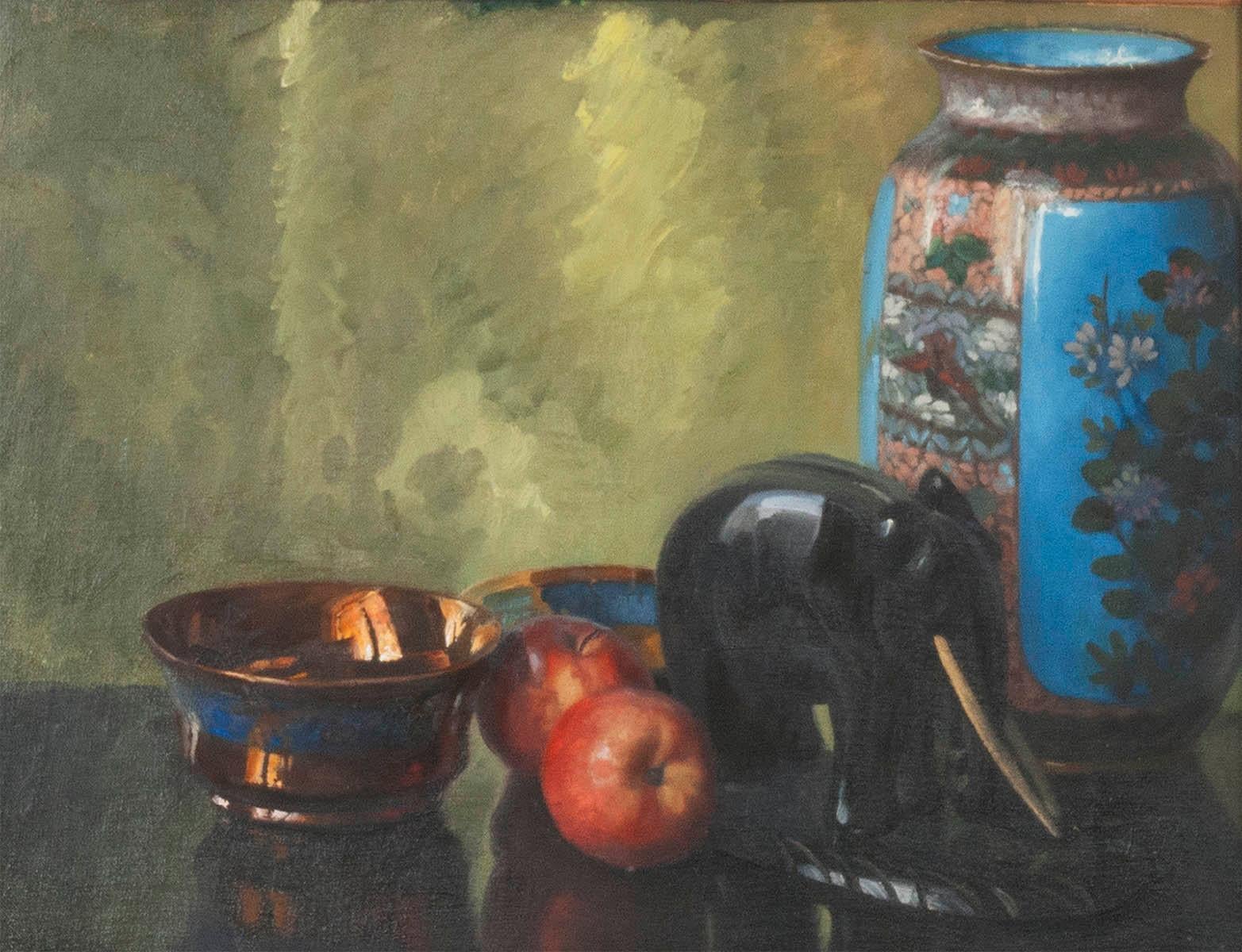 Peint à la main Paire de peintures à l'huile, Nature morte aux fruits par Eddy Passauro, datée de 1932 en vente